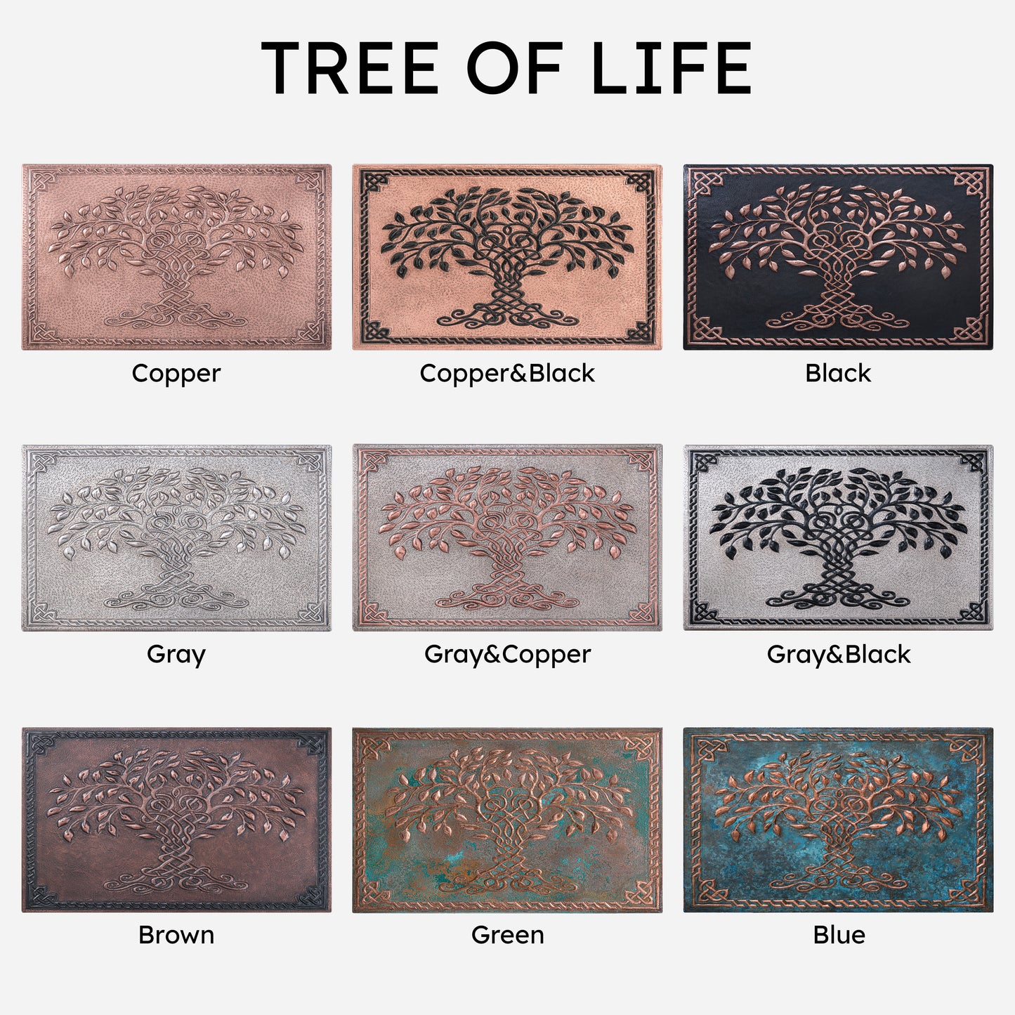 Celtic Kitchen Backsplash Tile - Copper Tree of Life - Copper & Black - Natuross