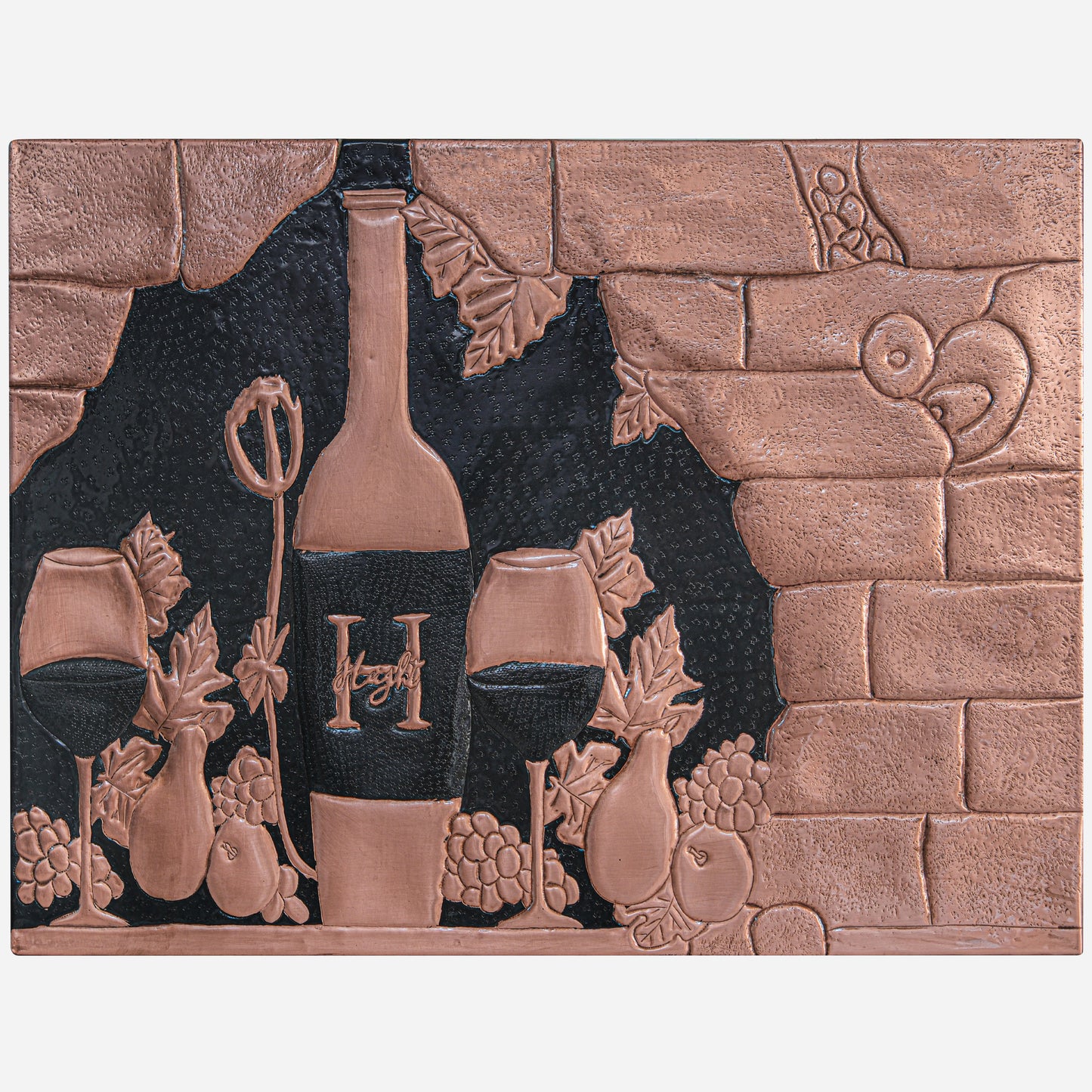 Italian Kitchen Backsplash Tile - Copper Tuscan Vineyard - Copper & Black
