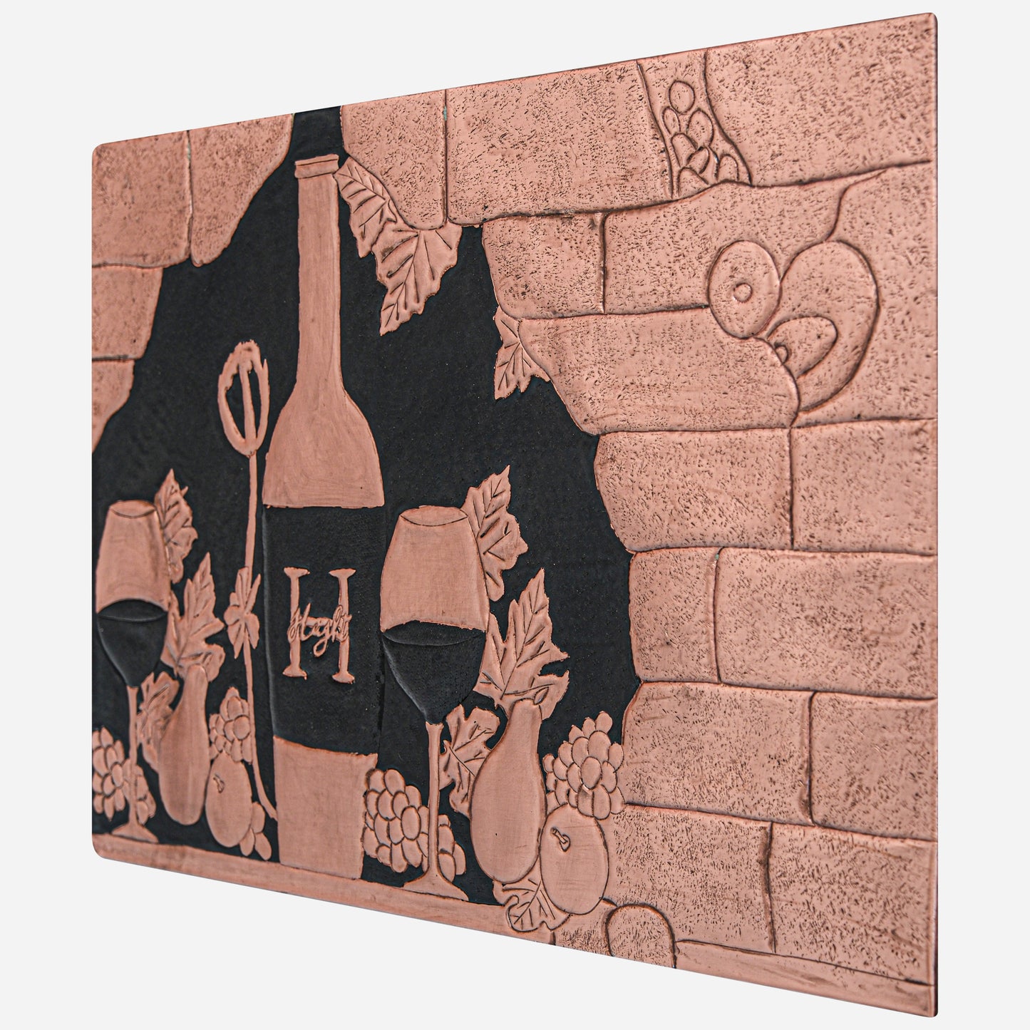 Italian Kitchen Backsplash Tile - Copper Tuscan Vineyard - Copper & Black