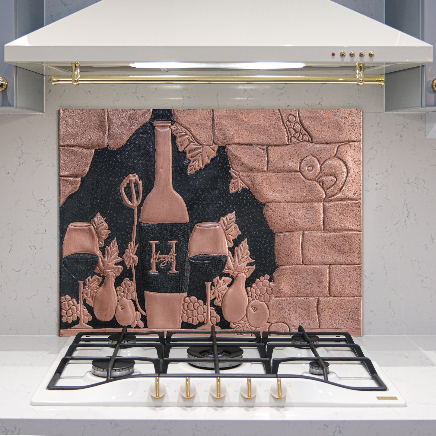 Italian Kitchen Backsplash Tile - Copper Tuscan Vineyard - Copper & Black