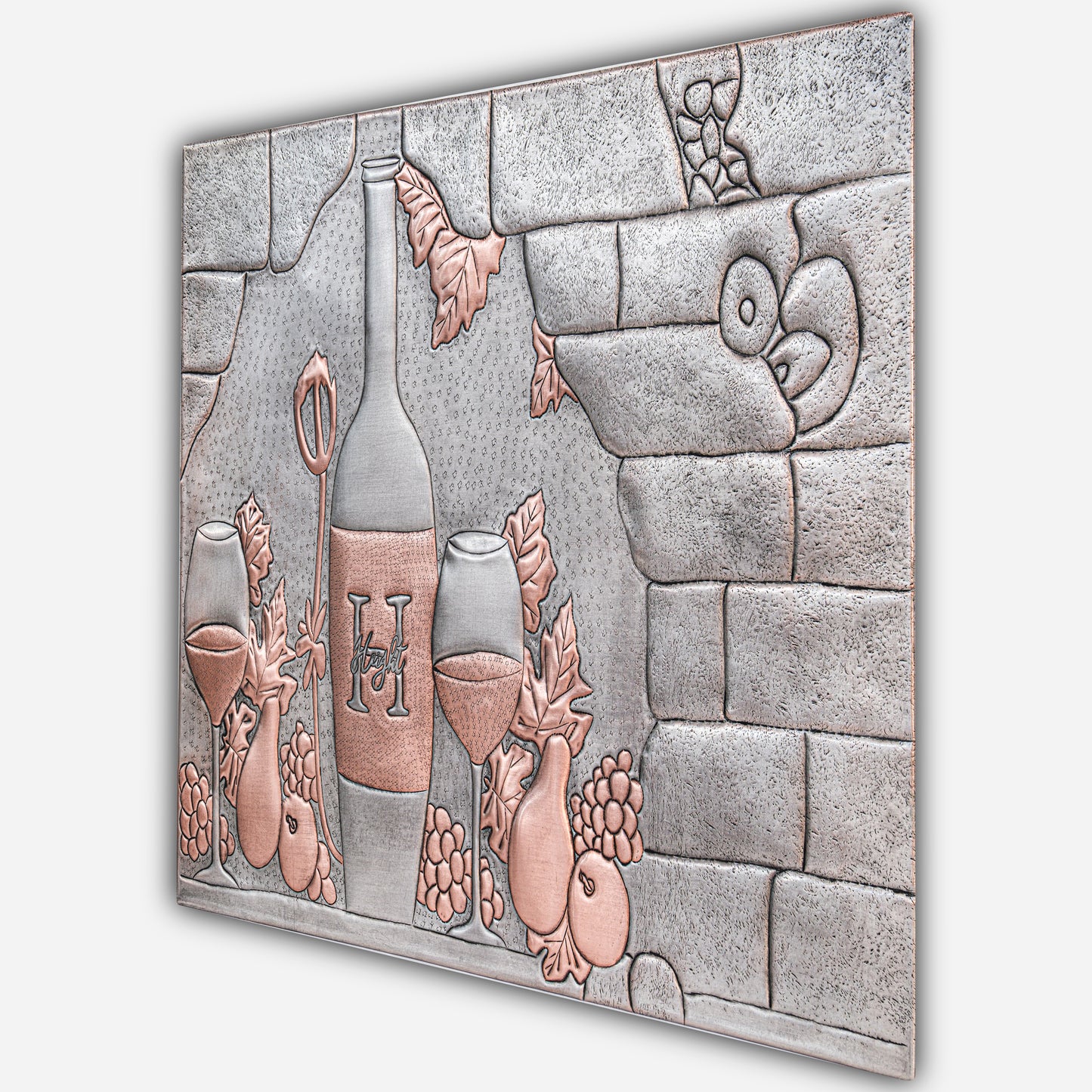Italian Kitchen Backsplash Tile - Copper Tuscan Vineyard - Gray & Copper
