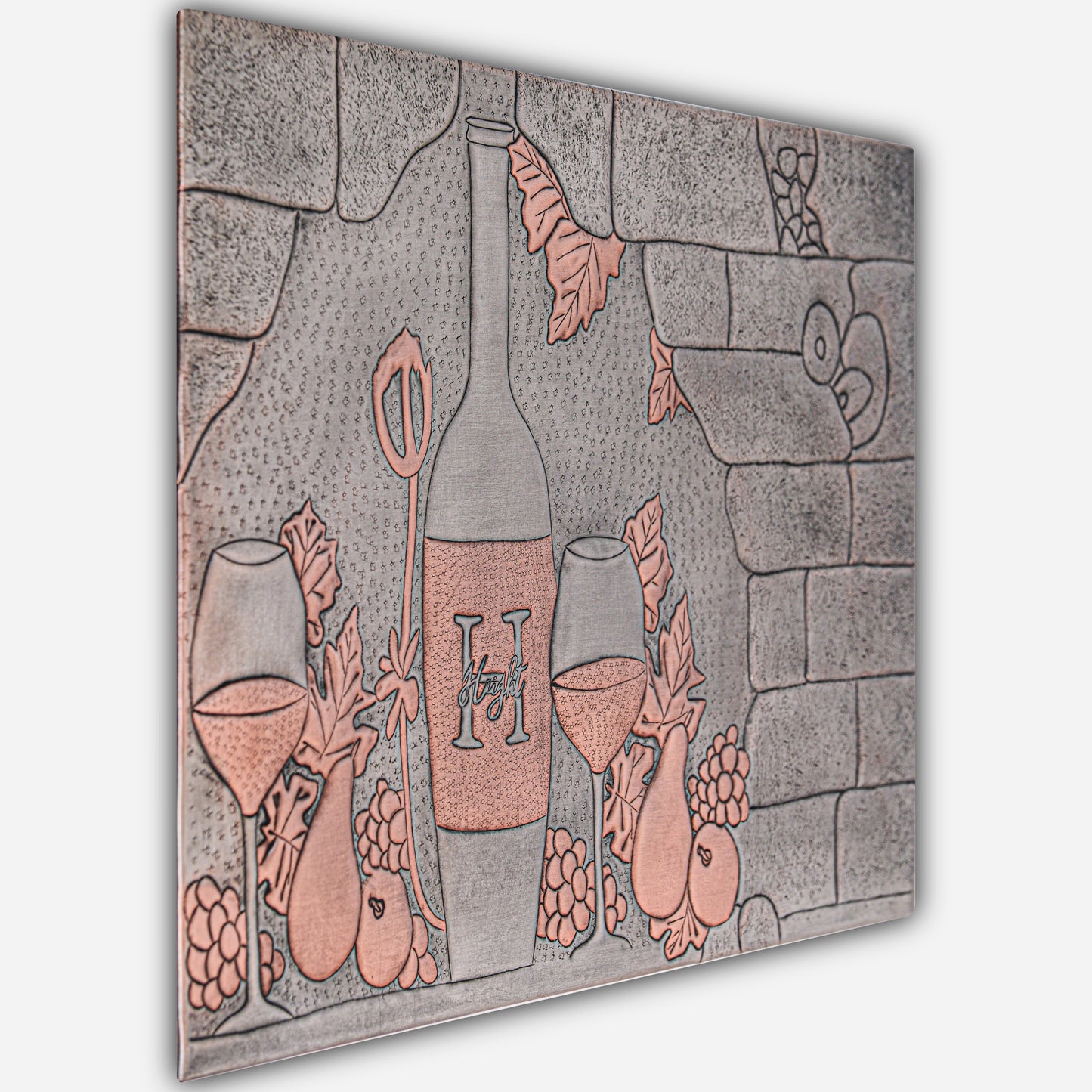 Italian Kitchen Backsplash Tile - Copper Tuscan Vineyard - Gray & Copper