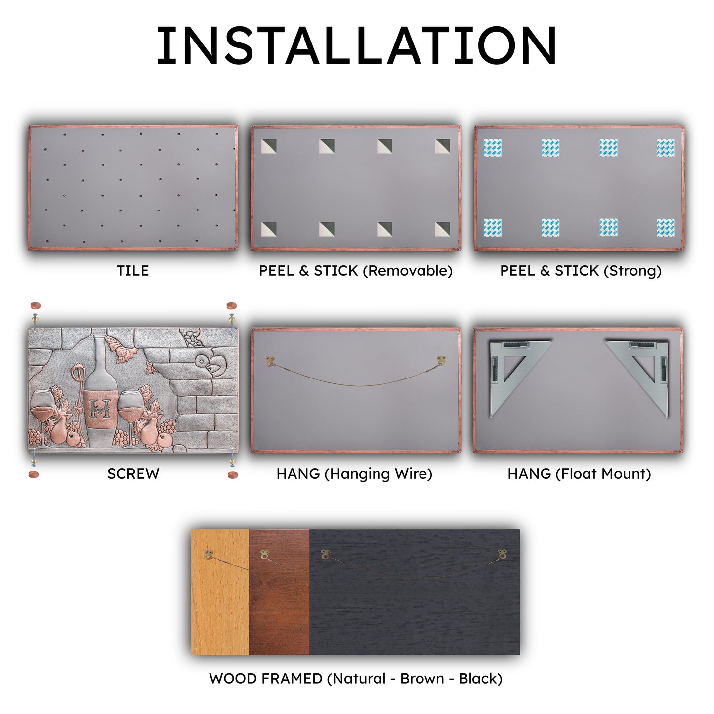 Italian Kitchen Backsplash Tile - Copper Tuscan Vineyard - Gray & Copper