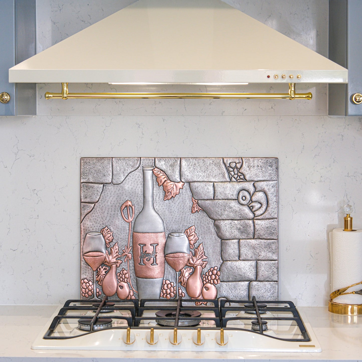 Italian Kitchen Backsplash Tile - Copper Tuscan Vineyard - Gray & Copper