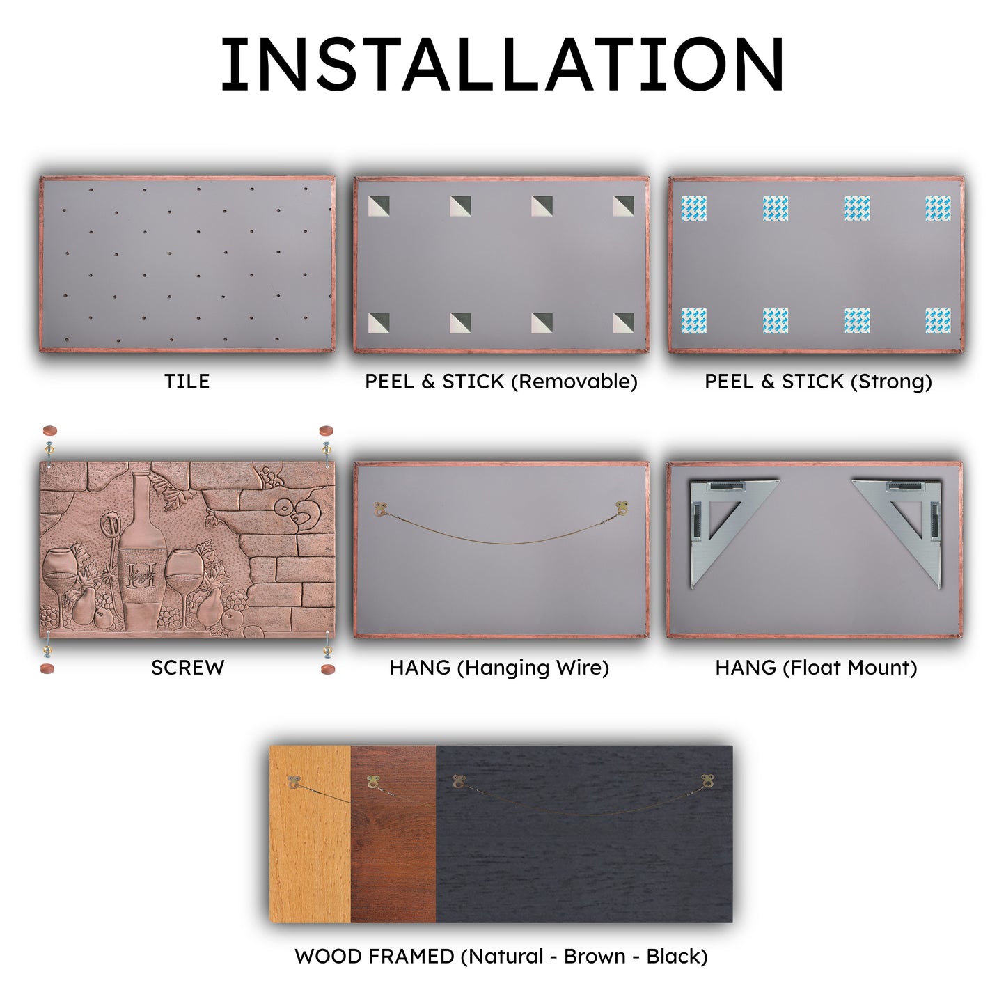 Italian Kitchen Backsplash Tile - Copper Tuscan Vineyard - Natural Copper