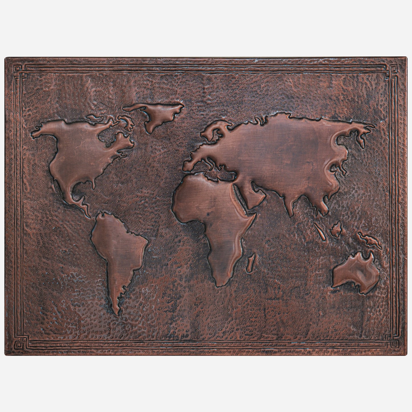 Modern Kitchen Backsplash Tile - Copper World Map - Brown Patina - Natuross