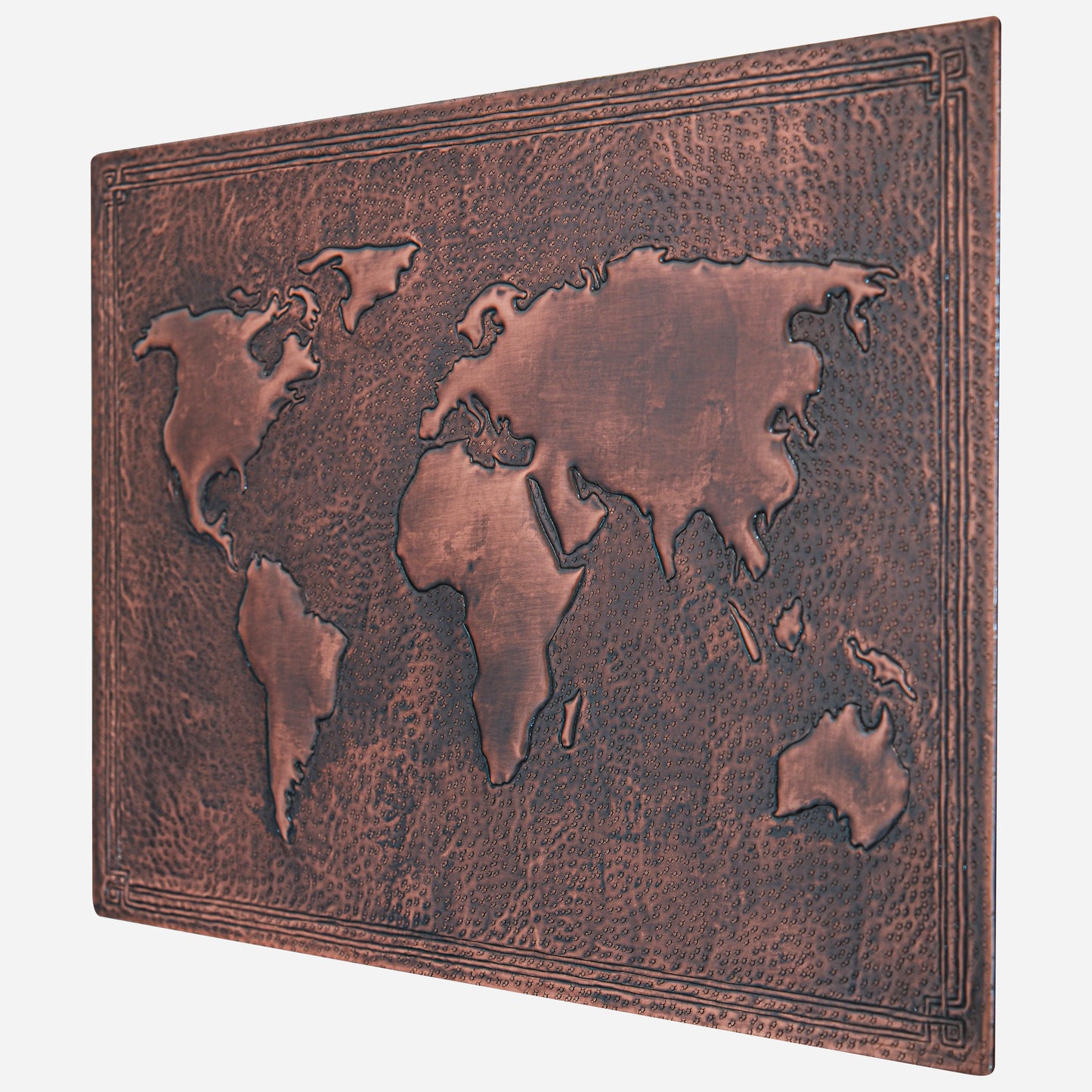 Modern Kitchen Backsplash Tile - Copper World Map - Brown Patina - Natuross