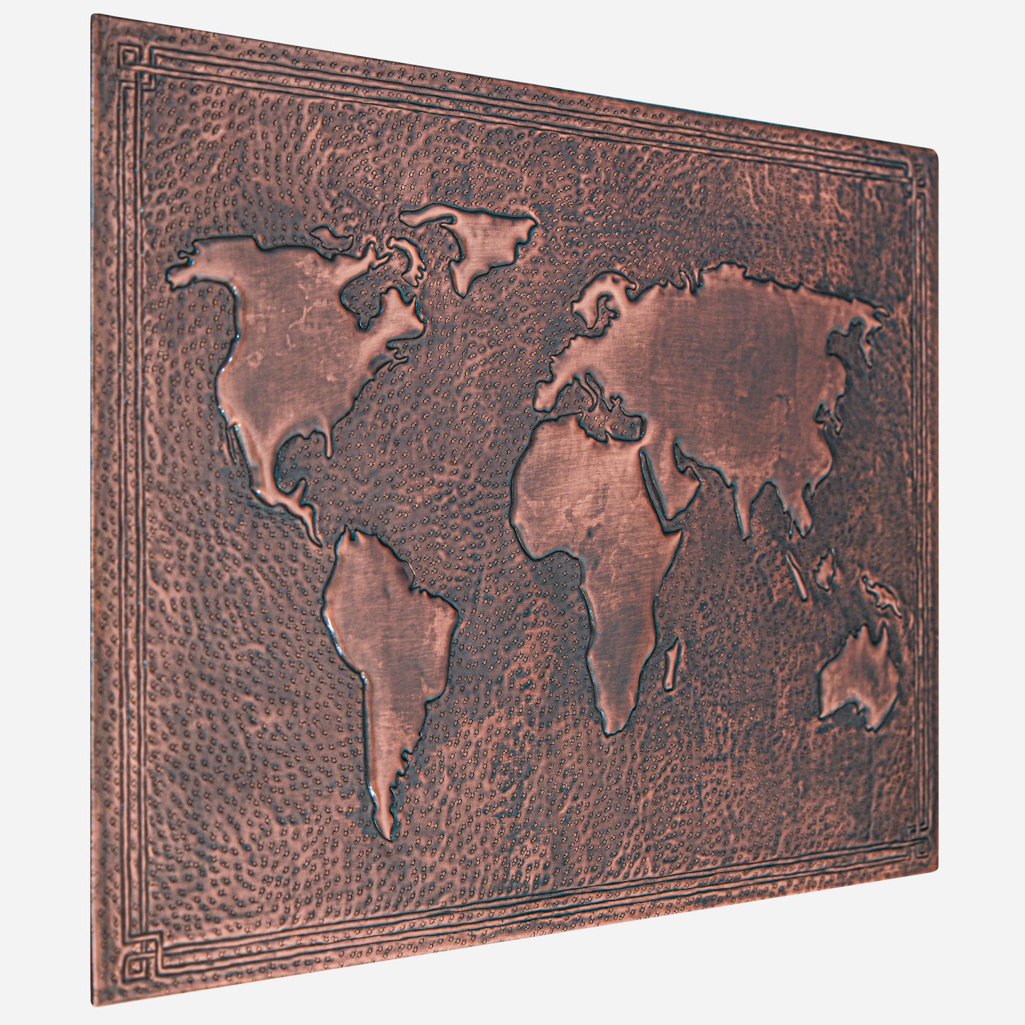 Modern Kitchen Backsplash Tile - Copper World Map - Brown Patina - Natuross