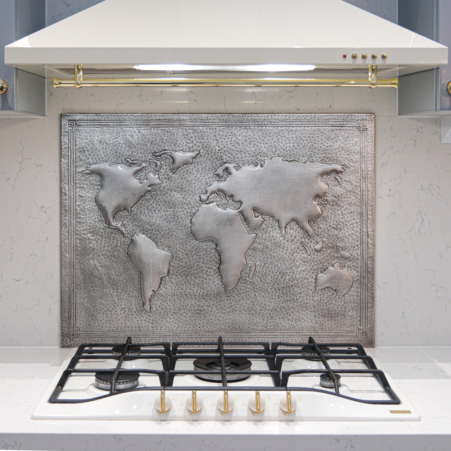Modern Kitchen Backsplash Tile - Copper World Map - Gray - Natuross