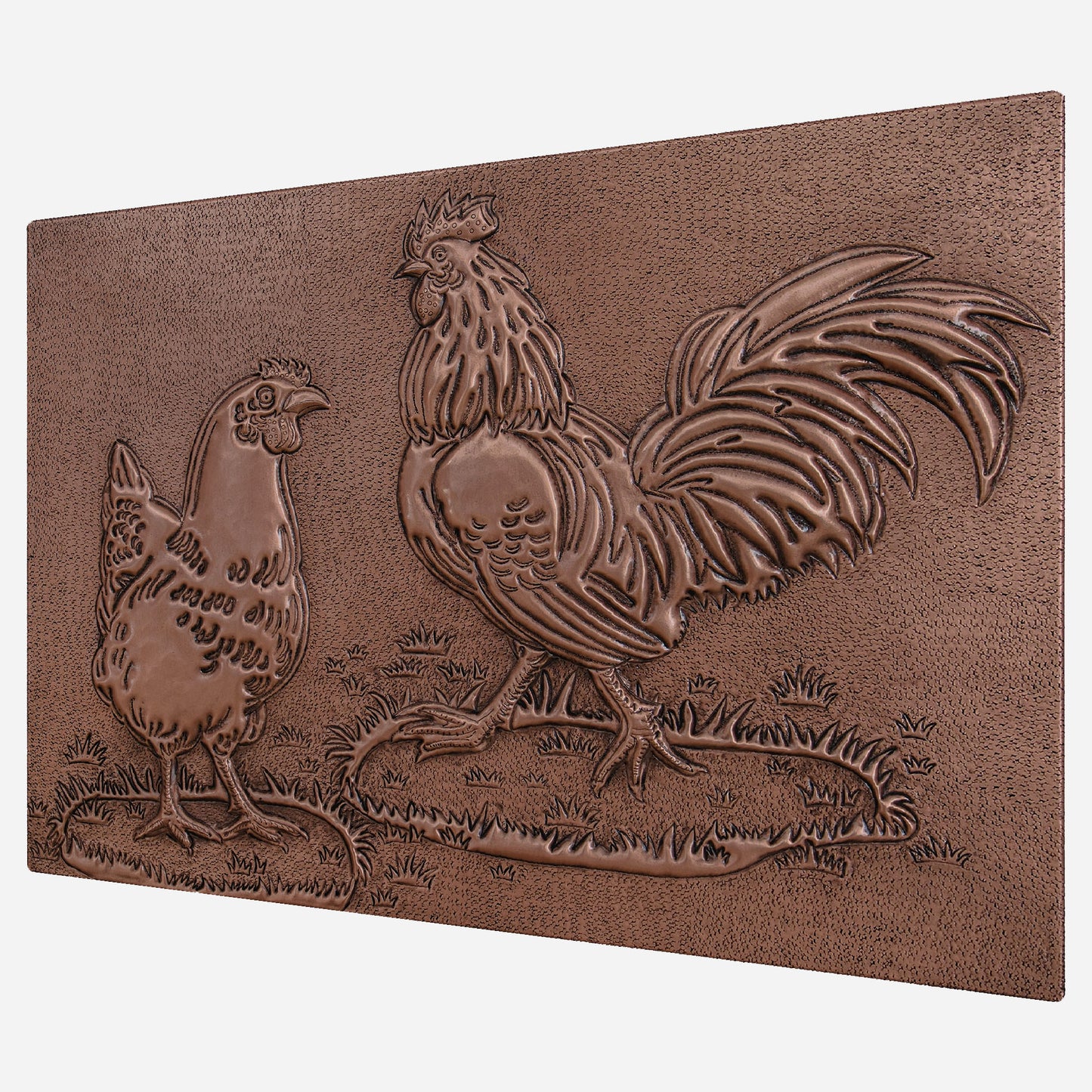 Farmhouse Kitchen Backsplash Tile - Copper Rooster & Chicken - Natural Copper - Natuross