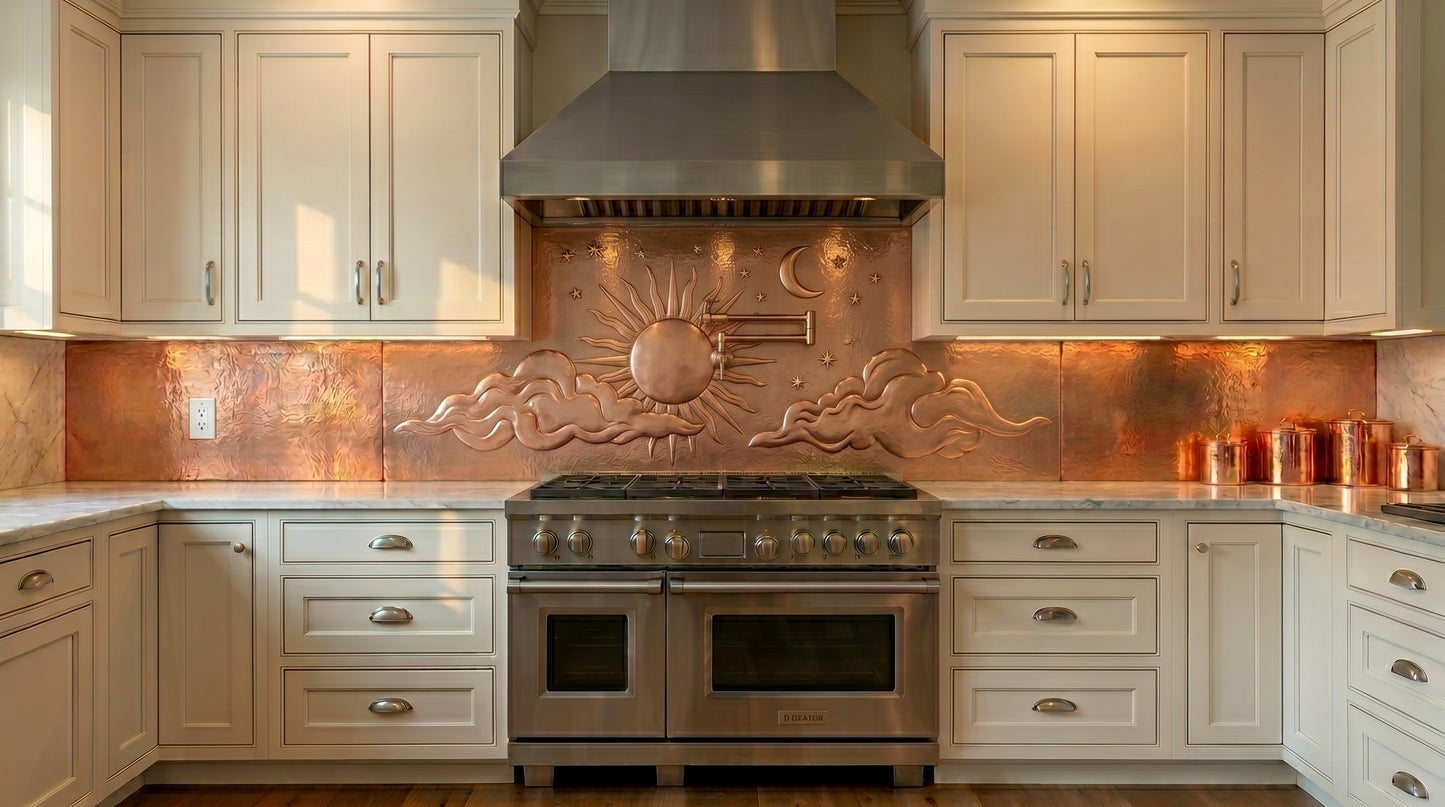 Copper Large Cooktop Backsplash
