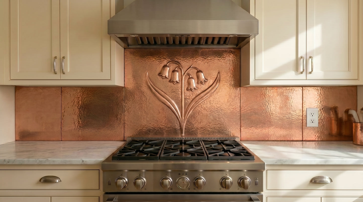 Bluebell Flower Copper Kitchen Backsplash