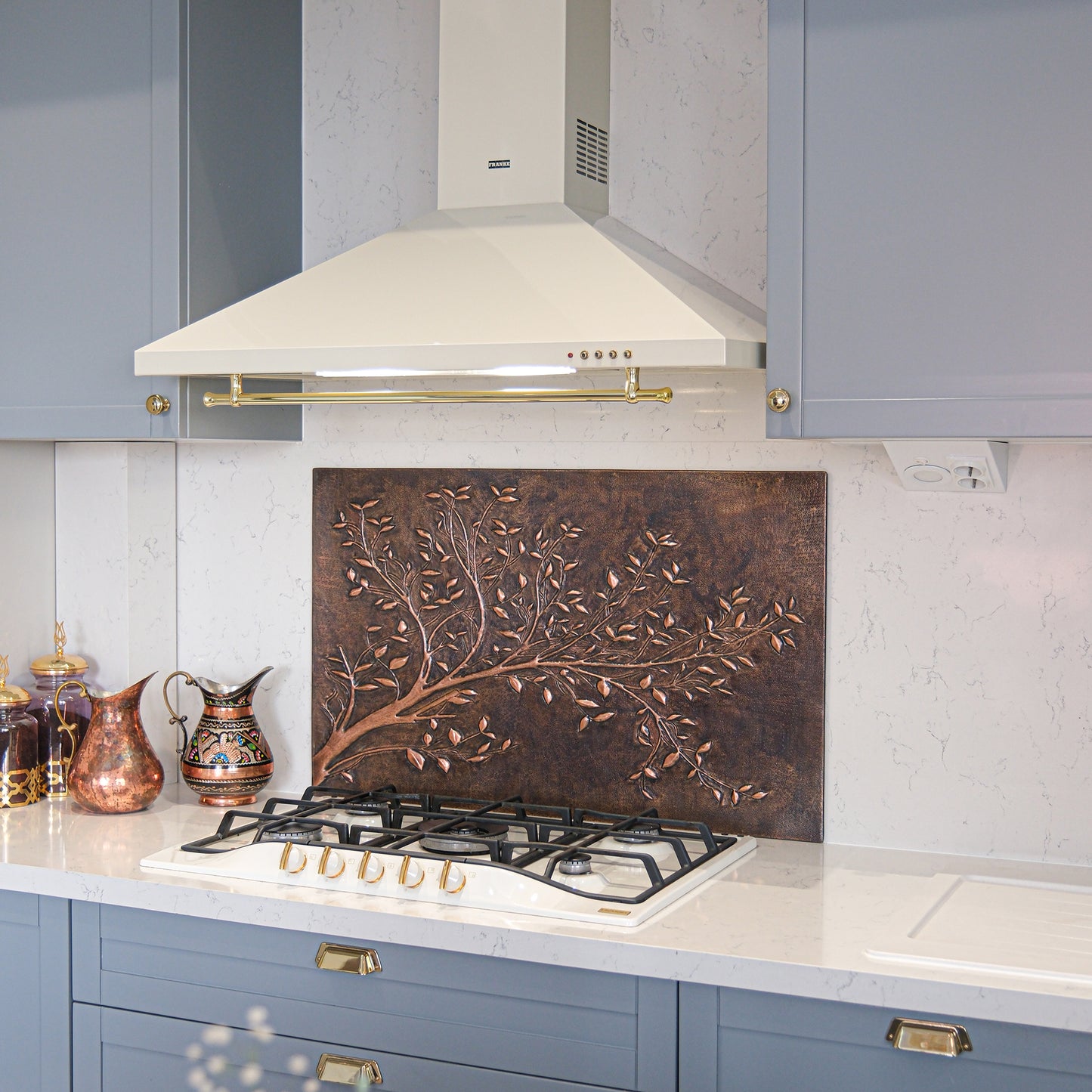 Rustic Brown Copper Tree Branches Backsplash | Handmade Farmhouse Kitchen Wall Art - Natuross