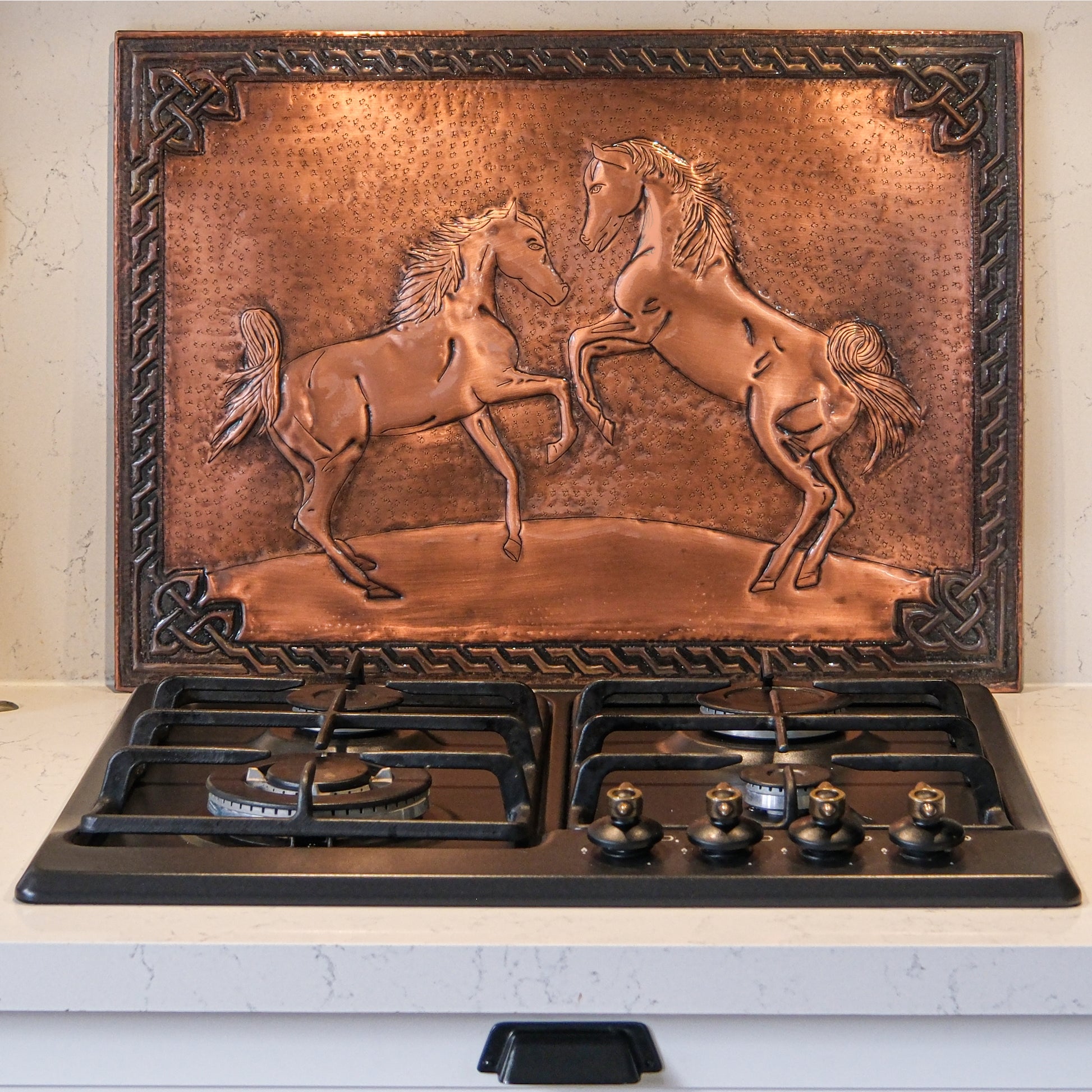 Ranch-Style Kitchen Backsplash Tile - Copper Horses - Brown Patina - Natuross