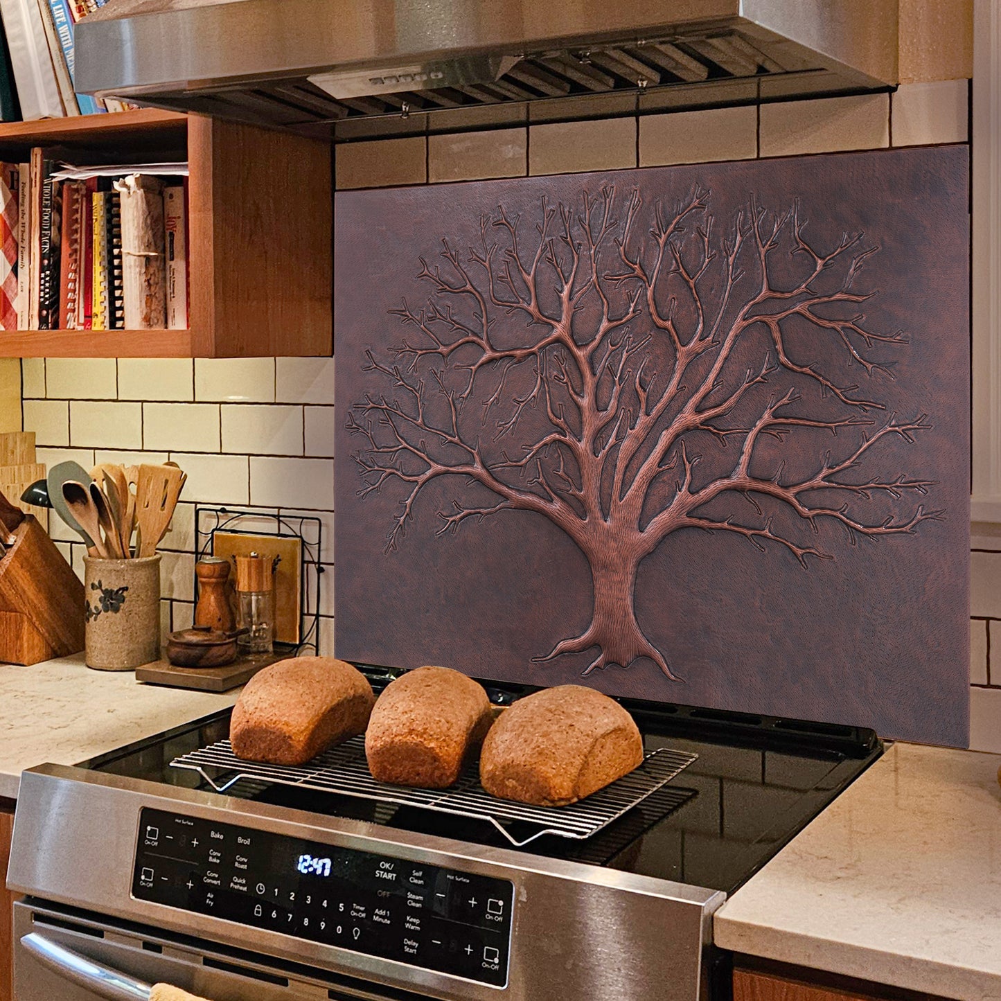 Nature-Inspired Kitchen Backsplash Tile – Copper Tree of Nature – Brown Patina - Natuross