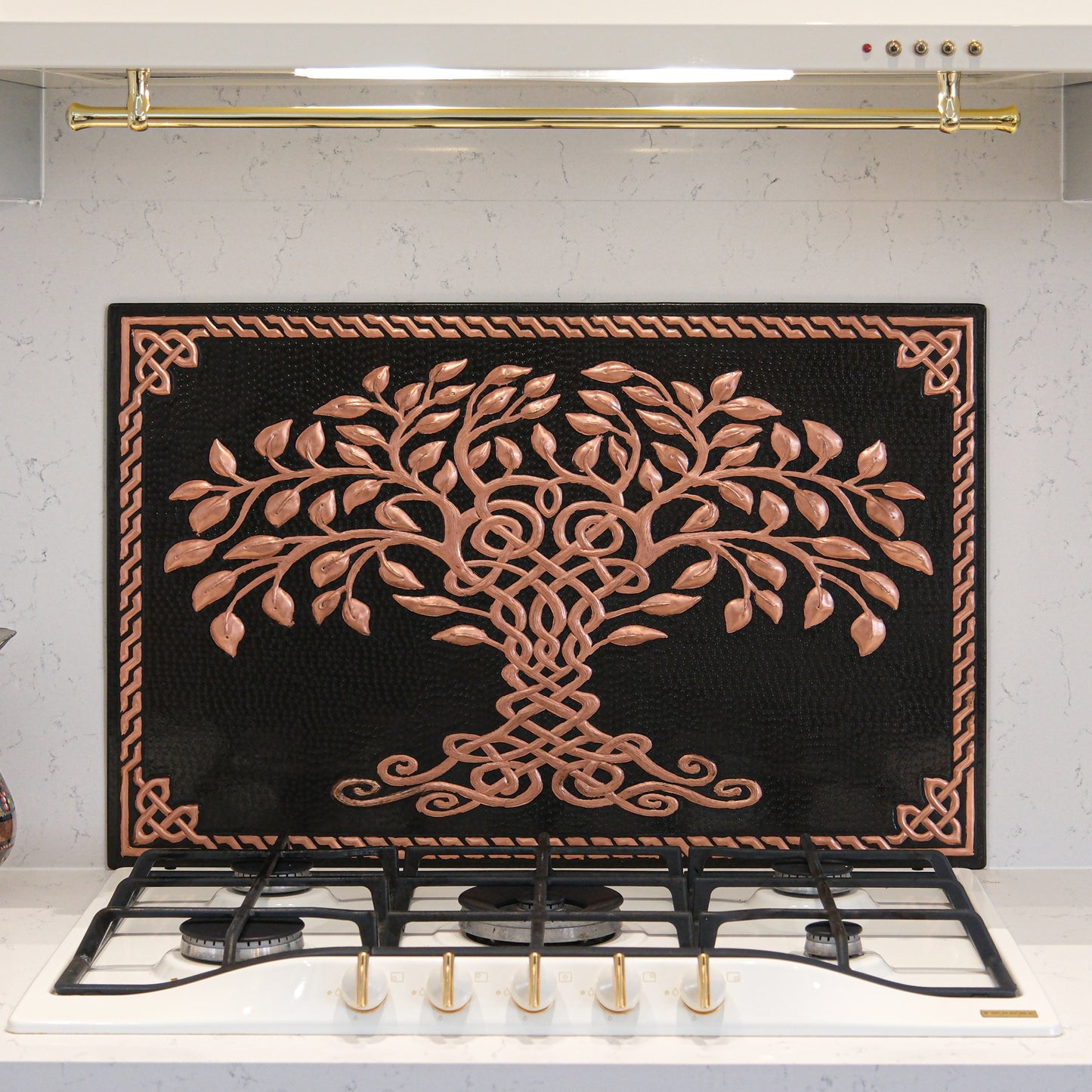 Celtic Kitchen Backsplash Tile - Copper Tree of Life - Black - Natuross