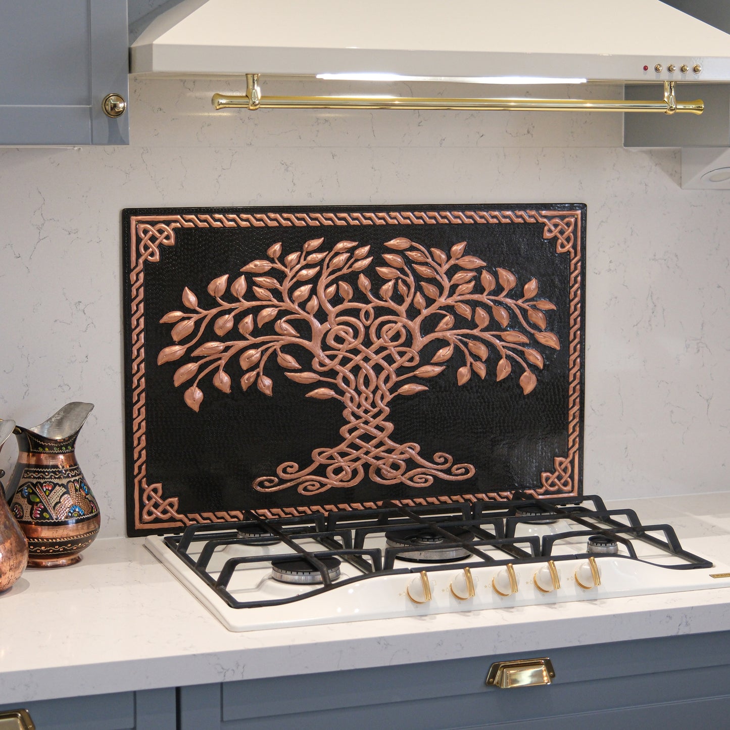 Celtic Kitchen Backsplash Tile - Copper Tree of Life - Black - Natuross