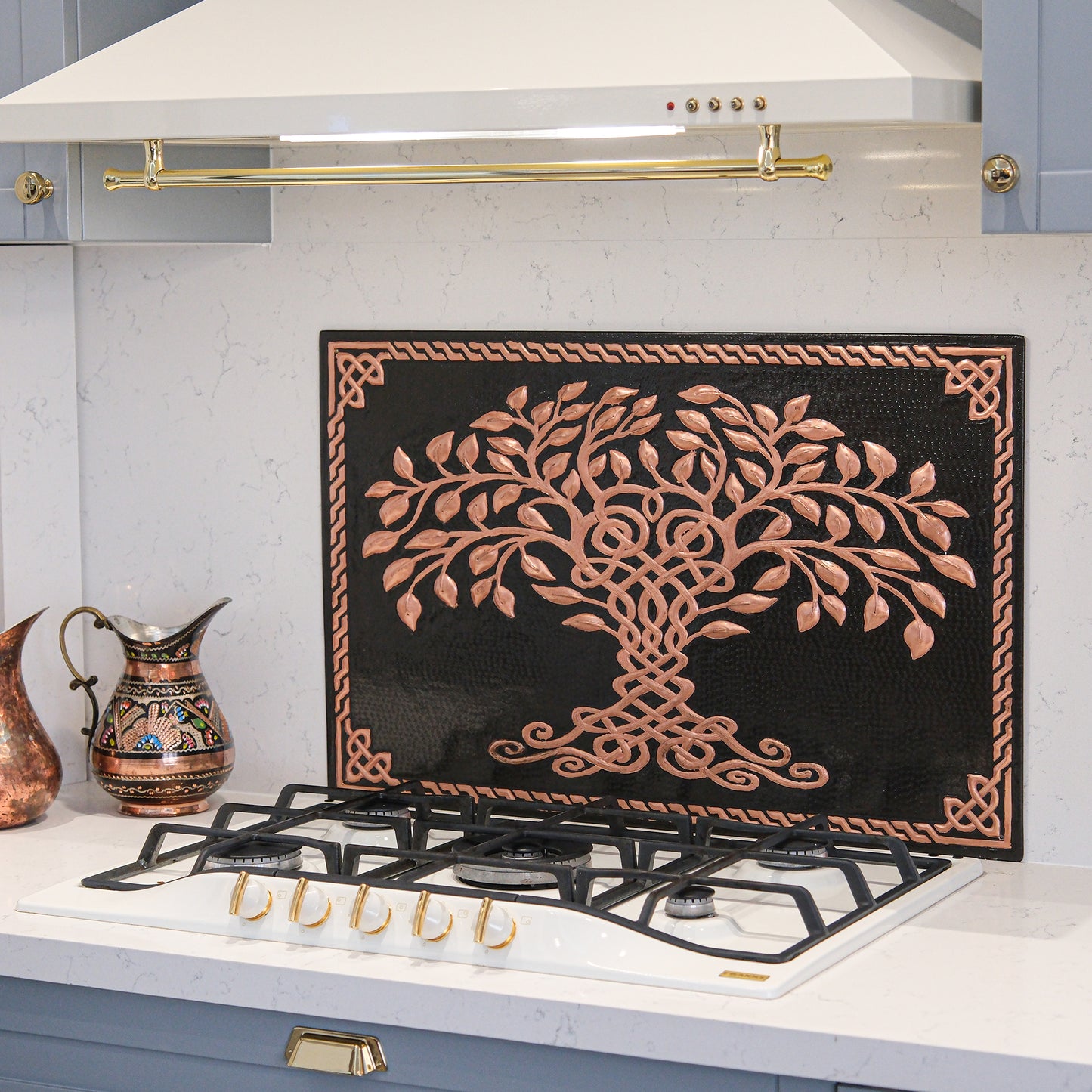 Celtic Kitchen Backsplash Tile - Copper Tree of Life - Black - Natuross