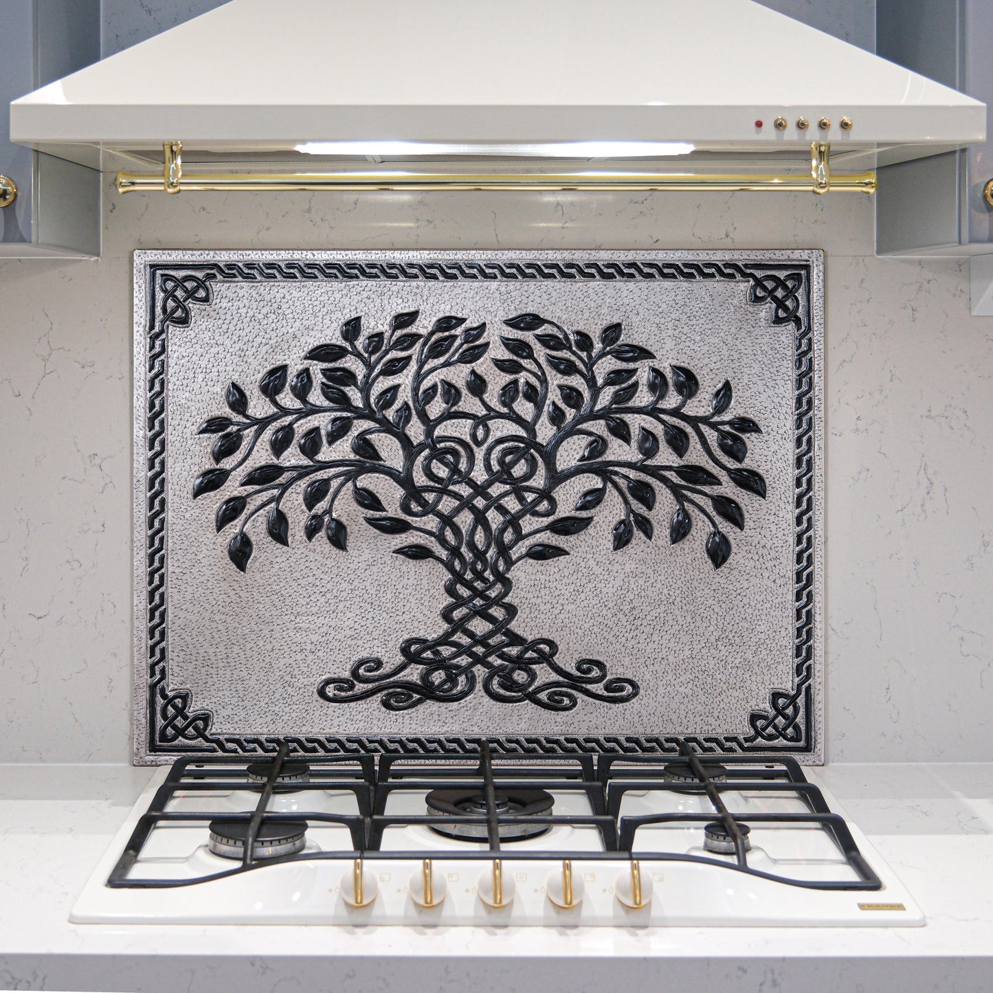 Copper Backsplash (Tree of Life with Celtic Border, Gray&Black Color) - Natuross