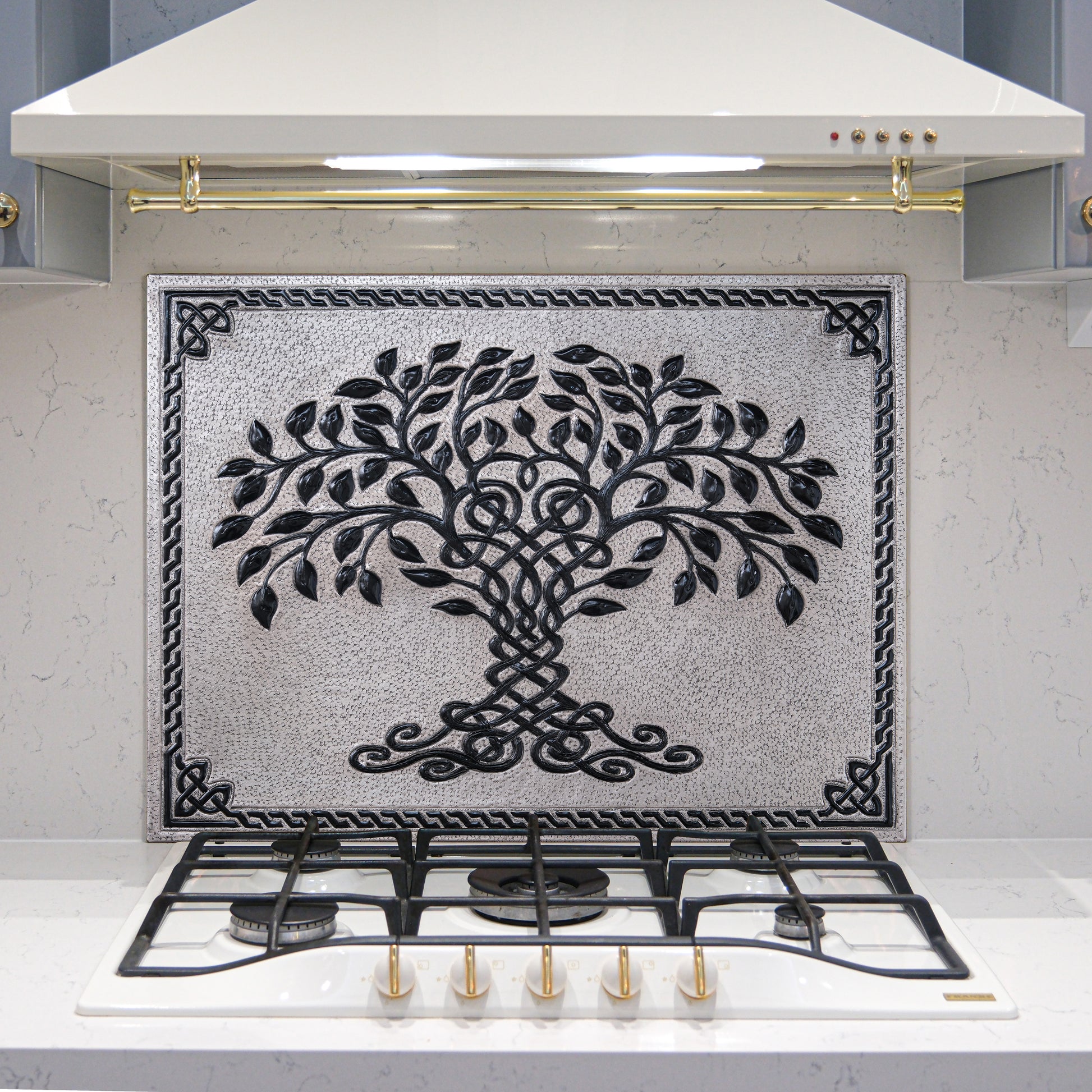 Copper Backsplash (Tree of Life with Celtic Border, Gray&Black Color) - Natuross