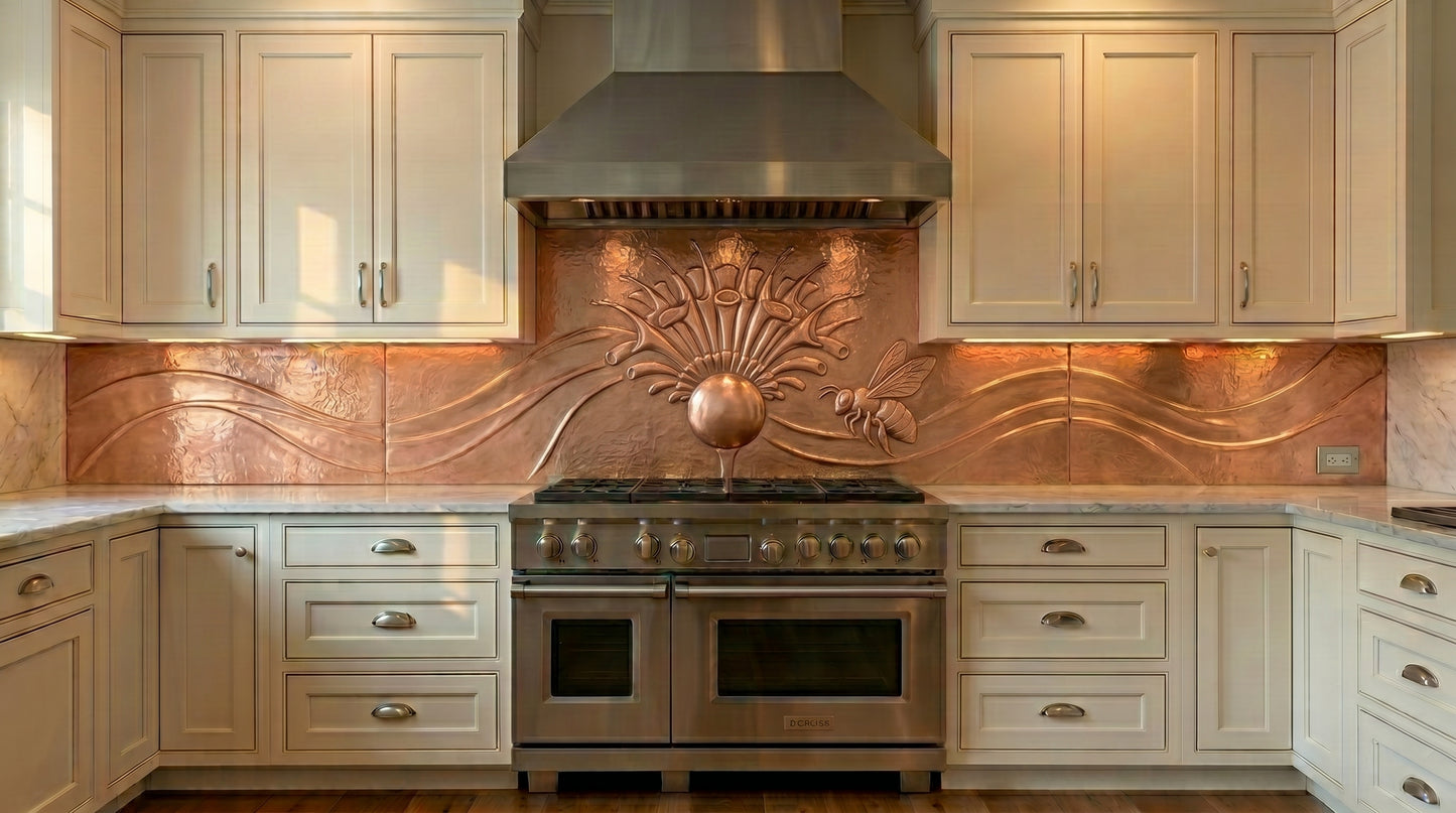 Bee Balm Copper Kitchen Backsplash