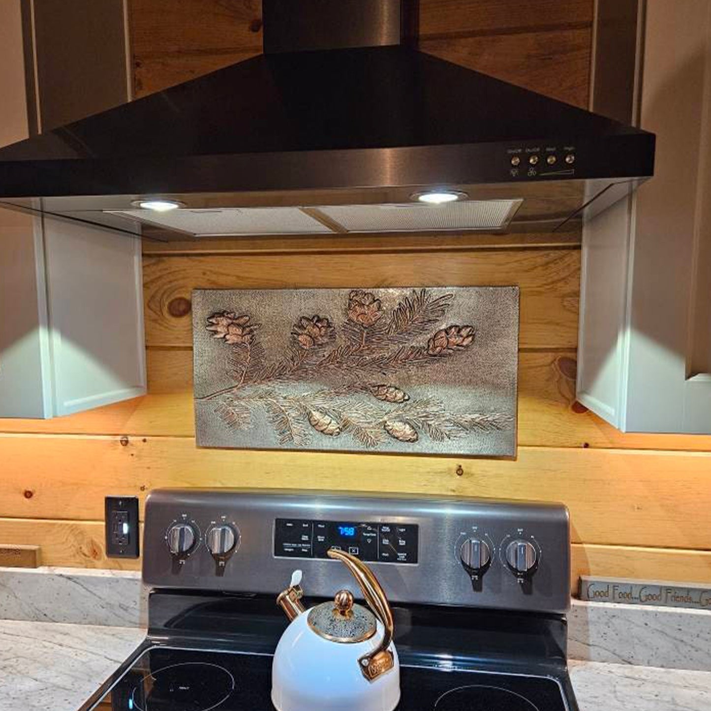 Pine Branches Copper Kitchen Backsplash - Natuross