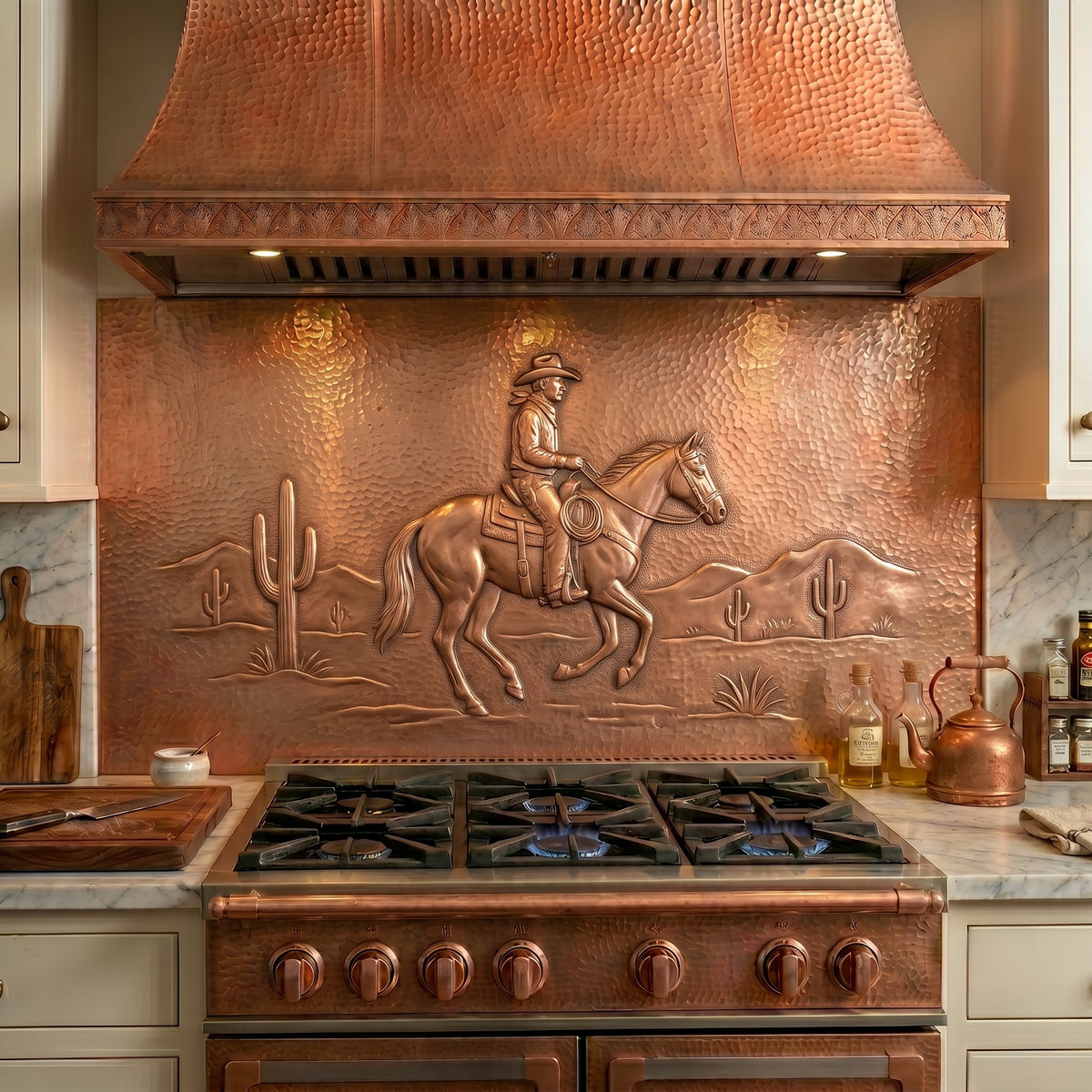 Cowboy Rider Copper Kitchen Backsplash
