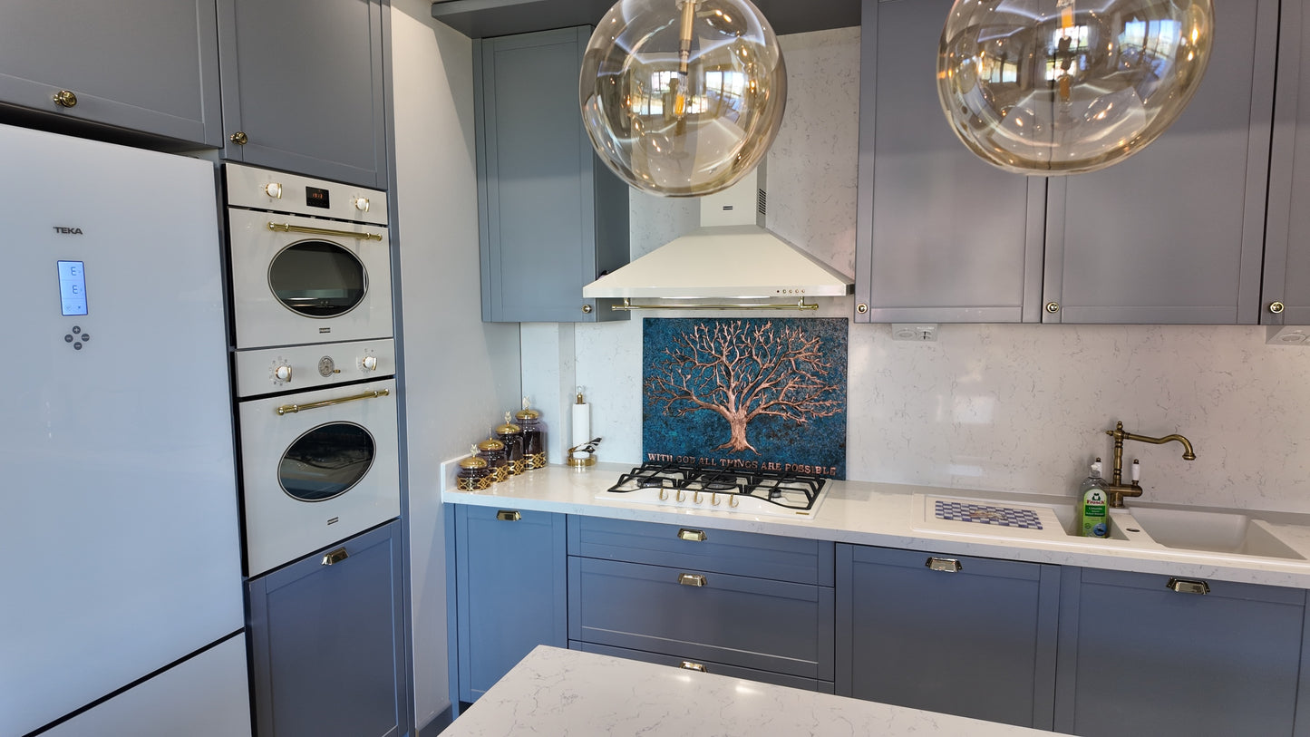 Eternal Tree Copper Backsplash in Blue - Natuross
