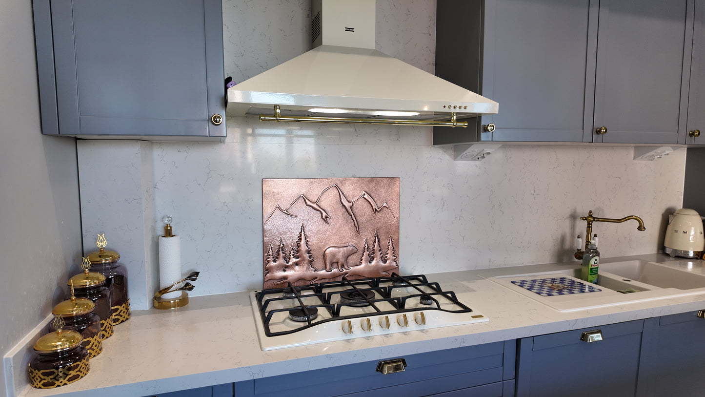 Carrelage pour crédence de cuisine bohème - Ours cuivré dans la nature - Cuivre naturel