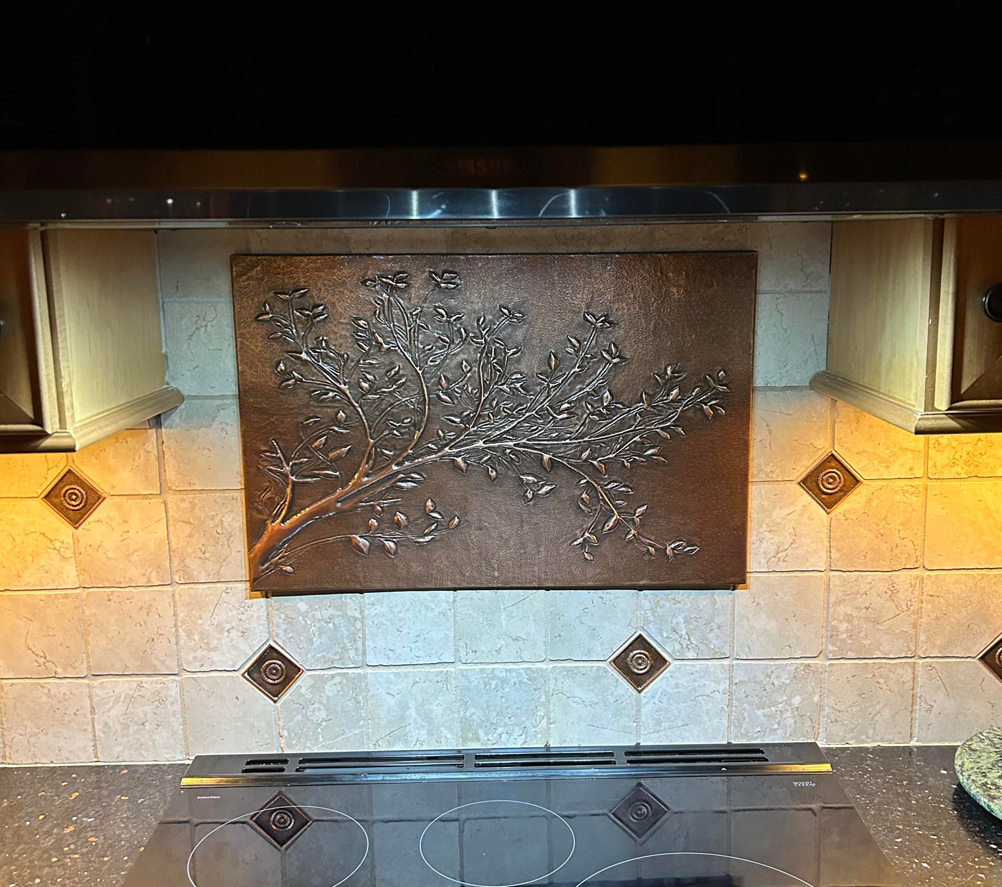 Rustic Brown Copper Tree Branches Backsplash | Handmade Farmhouse Kitchen Wall Art - Natuross