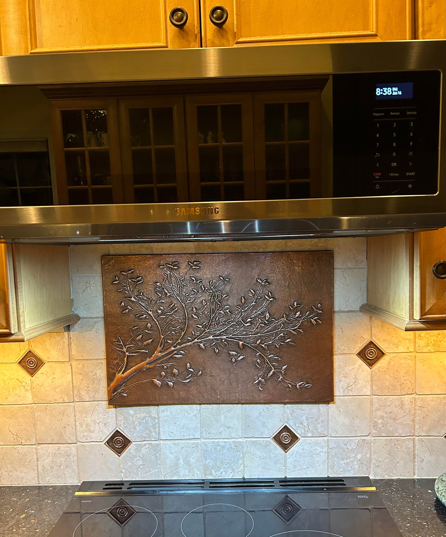 Rustic Brown Copper Tree Branches Backsplash