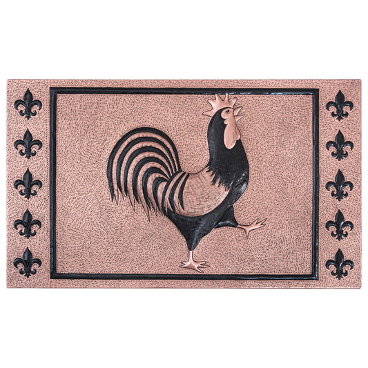 European Kitchen Backsplash Tile - Copper Rooster & Fleur De Lys - Copper & Black - Natuross
