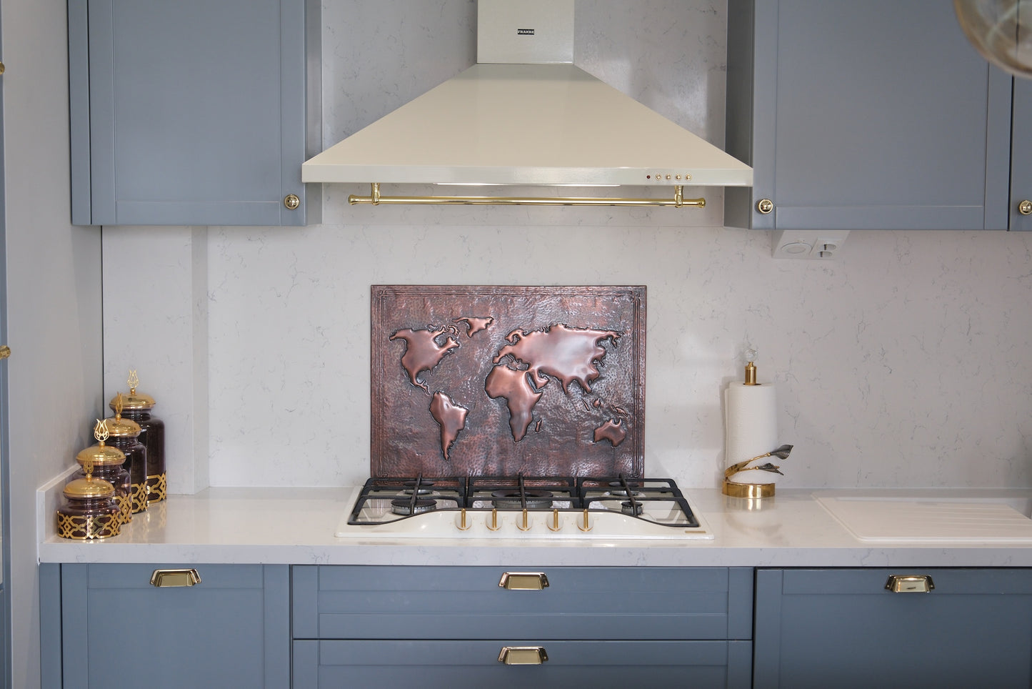 World Map Brown Copper Kitchen Backsplash - Natuross