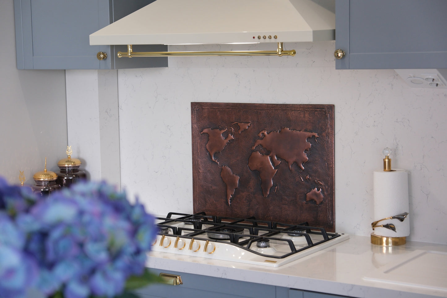 World Map Brown Copper Kitchen Backsplash - Natuross