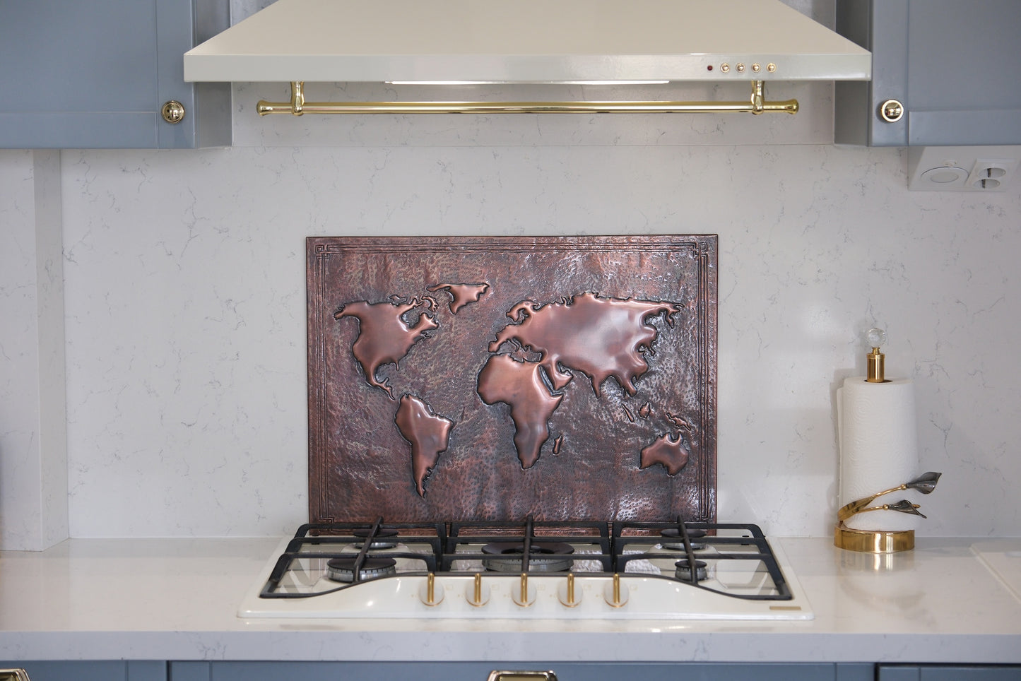 World Map Brown Copper Kitchen Backsplash - Natuross