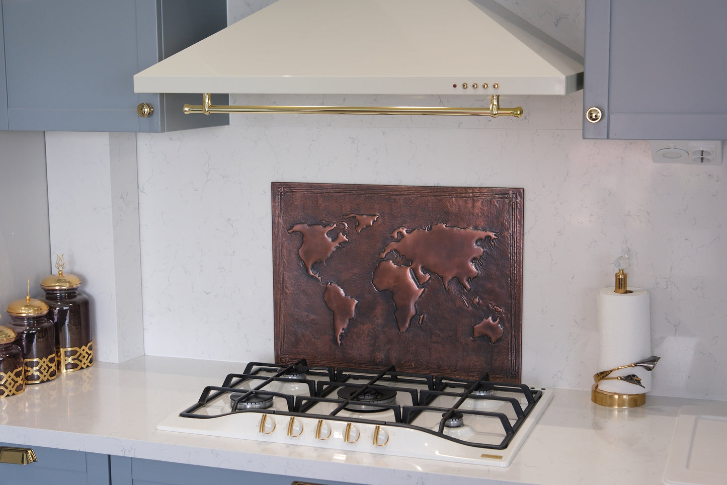 World Map Brown Copper Kitchen Backsplash - Natuross