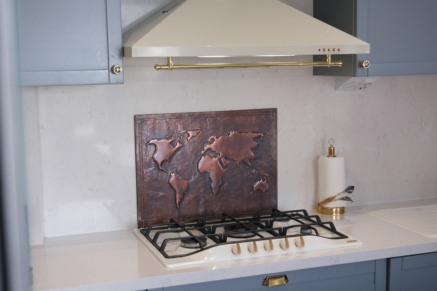 World Map Brown Copper Kitchen Backsplash - Natuross