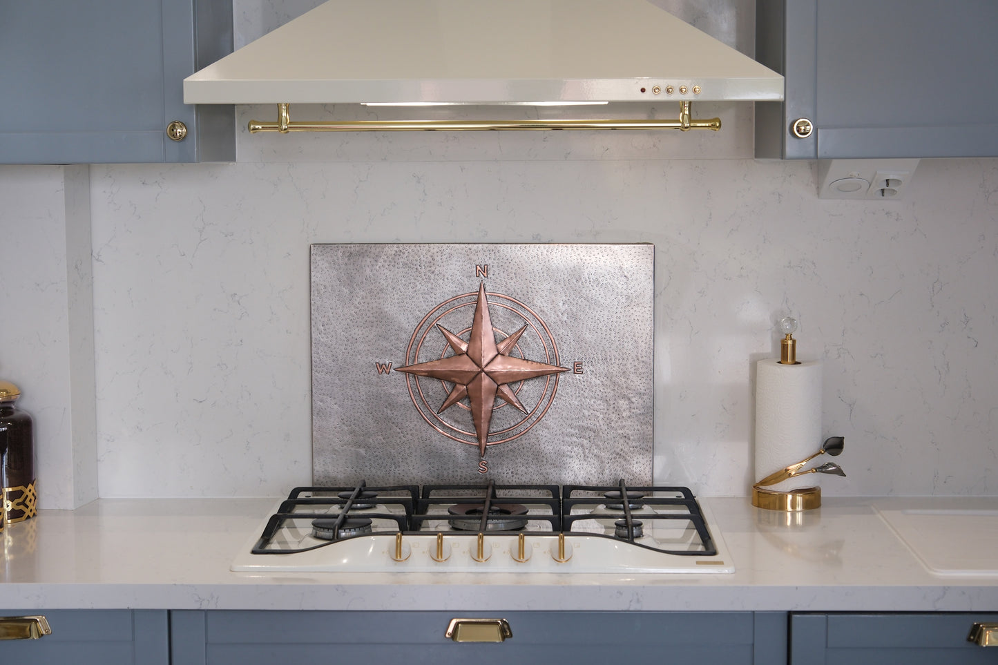 Compass Rose Gray & Copper Kitchen Backsplash - Natuross