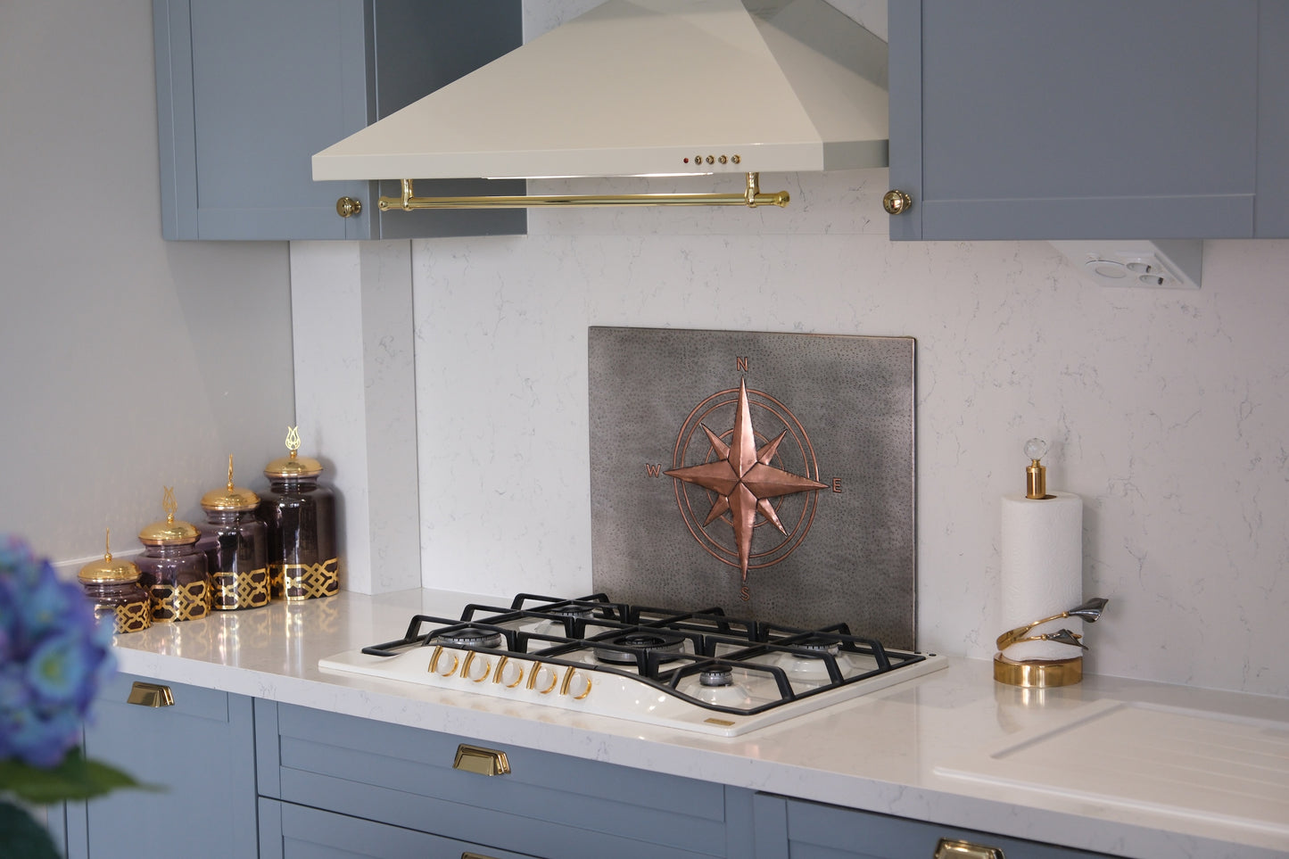 Compass Rose Gray & Copper Kitchen Backsplash - Natuross