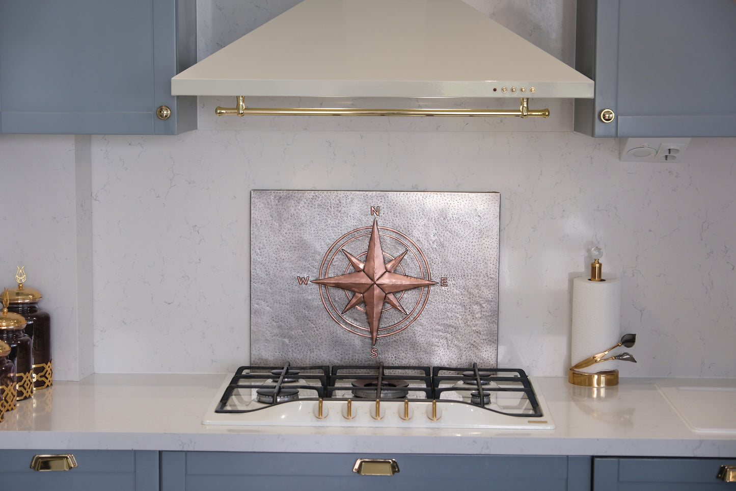 Compass Rose Gray & Copper Kitchen Backsplash - Natuross