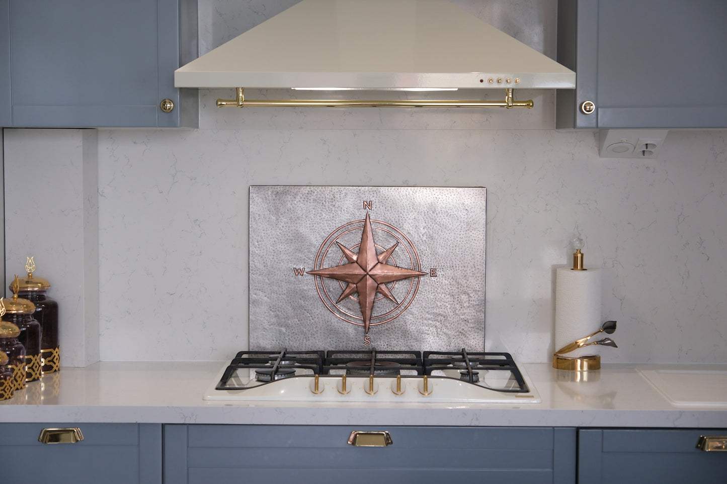 Compass Rose Gray & Copper Kitchen Backsplash - Natuross