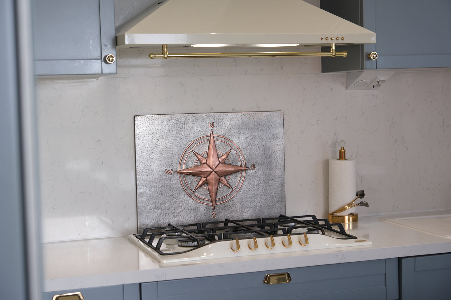 Compass Rose Gray & Copper Kitchen Backsplash - Natuross