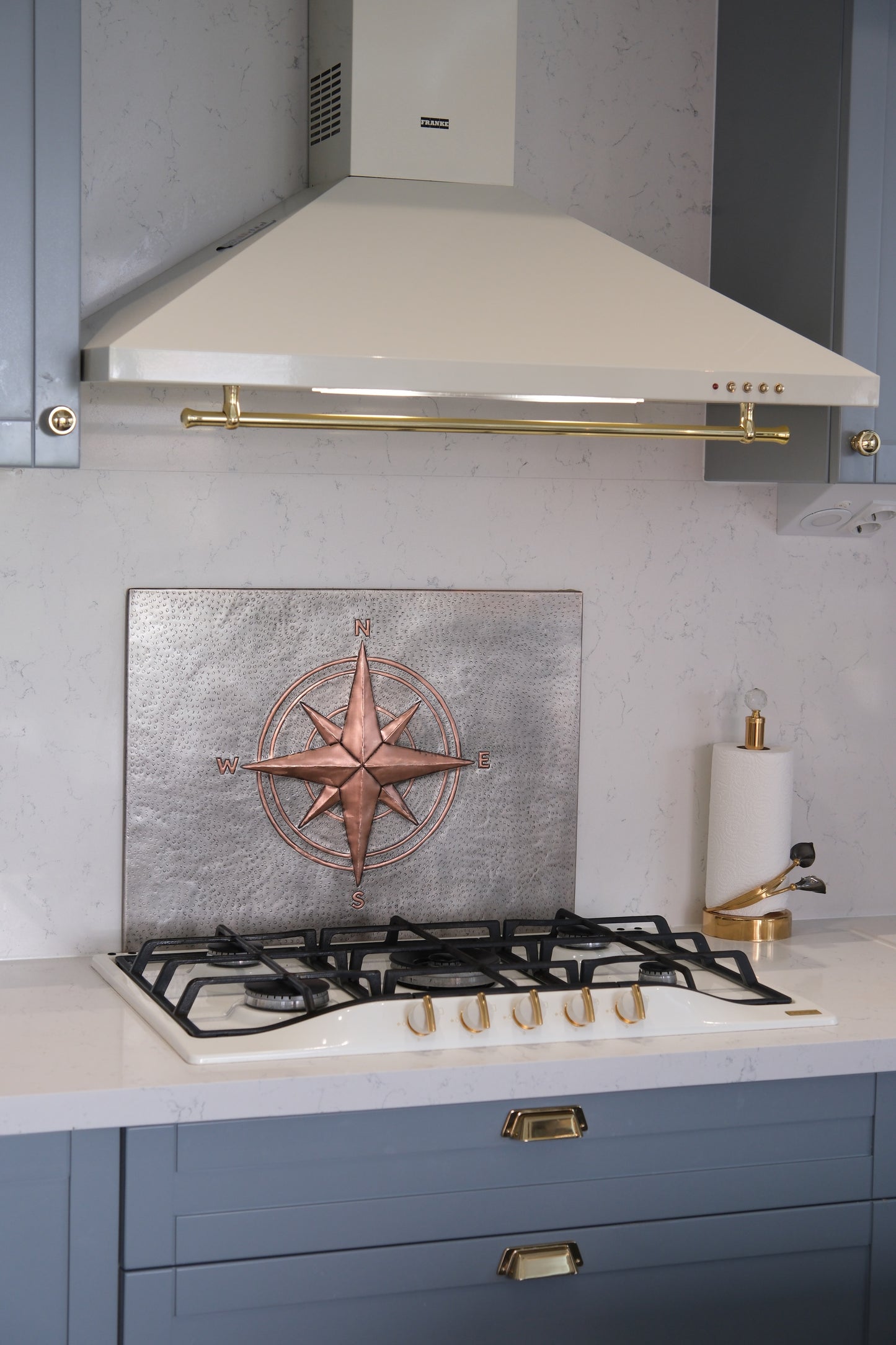 Compass Rose Gray & Copper Kitchen Backsplash - Natuross