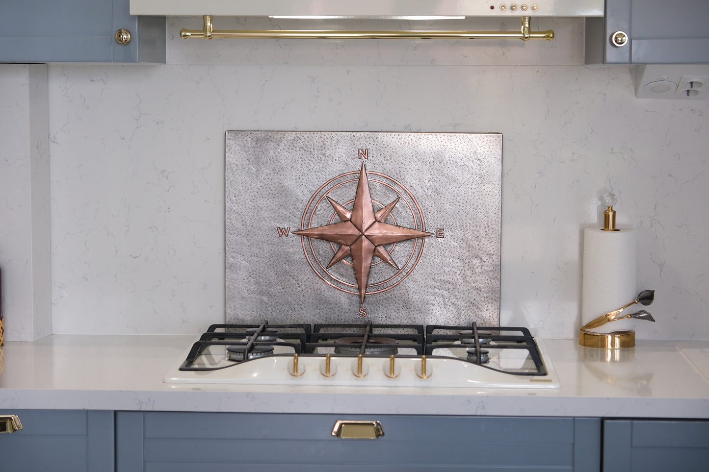 Compass Rose Gray & Copper Kitchen Backsplash - Natuross