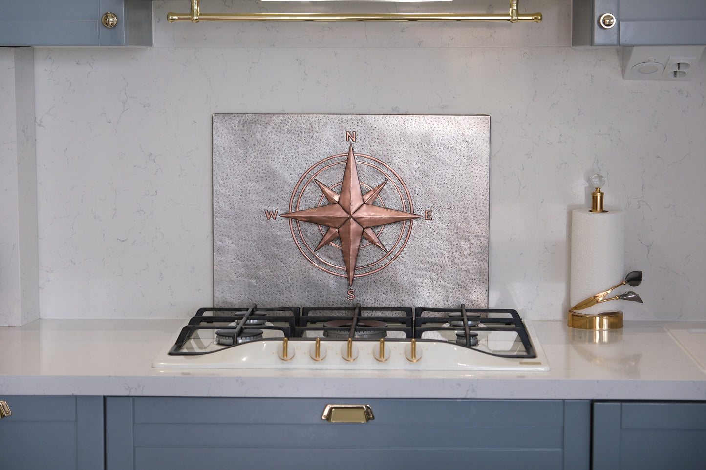 Compass Rose Gray & Copper Kitchen Backsplash - Natuross