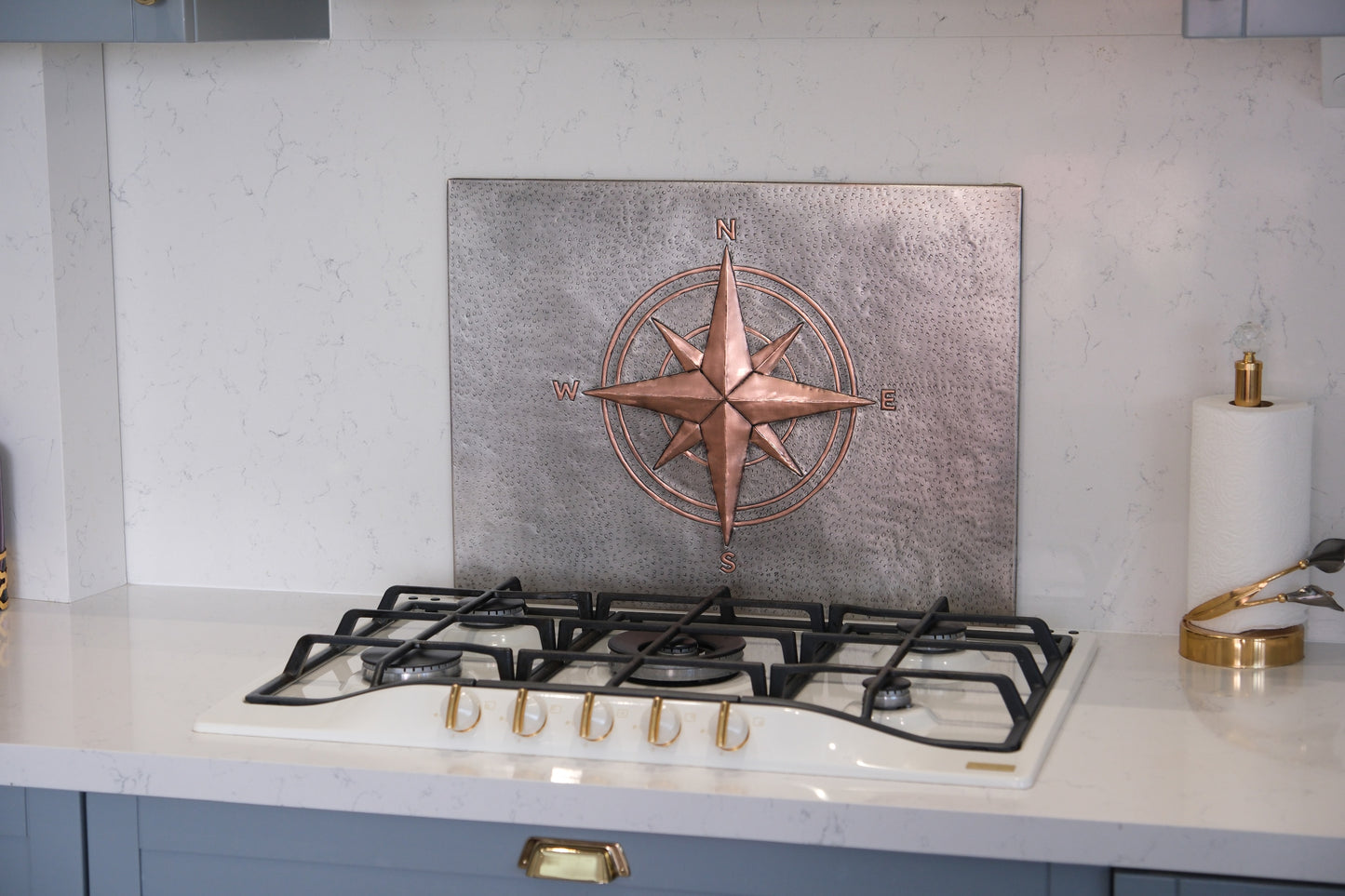 Compass Rose Gray & Copper Kitchen Backsplash - Natuross