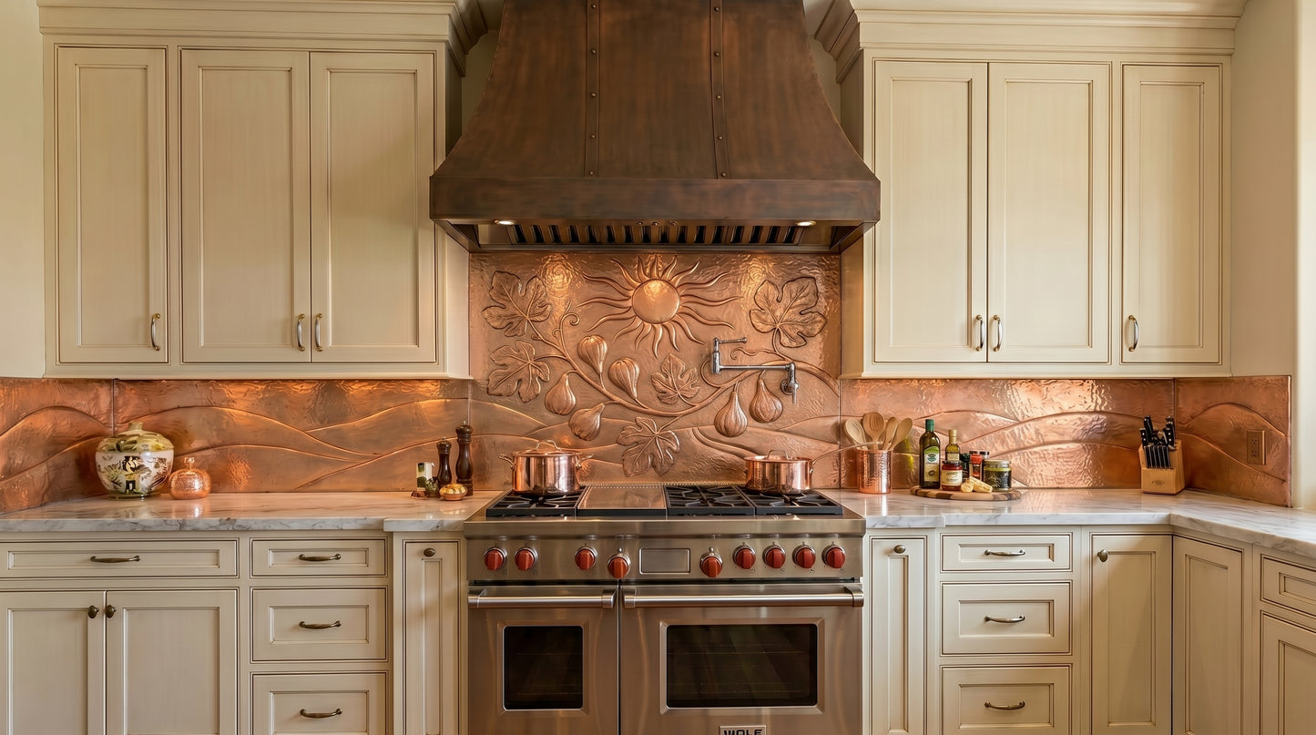 Fig and Vine Copper Kitchen Backsplash