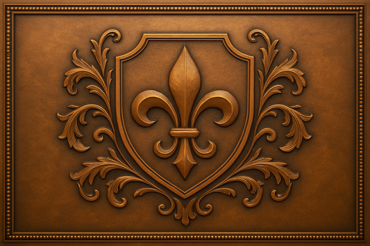 Fleur-de-Lis Crest Copper Panel — Handmade Embossed Decorative Wall & Backsplash Art - Natuross