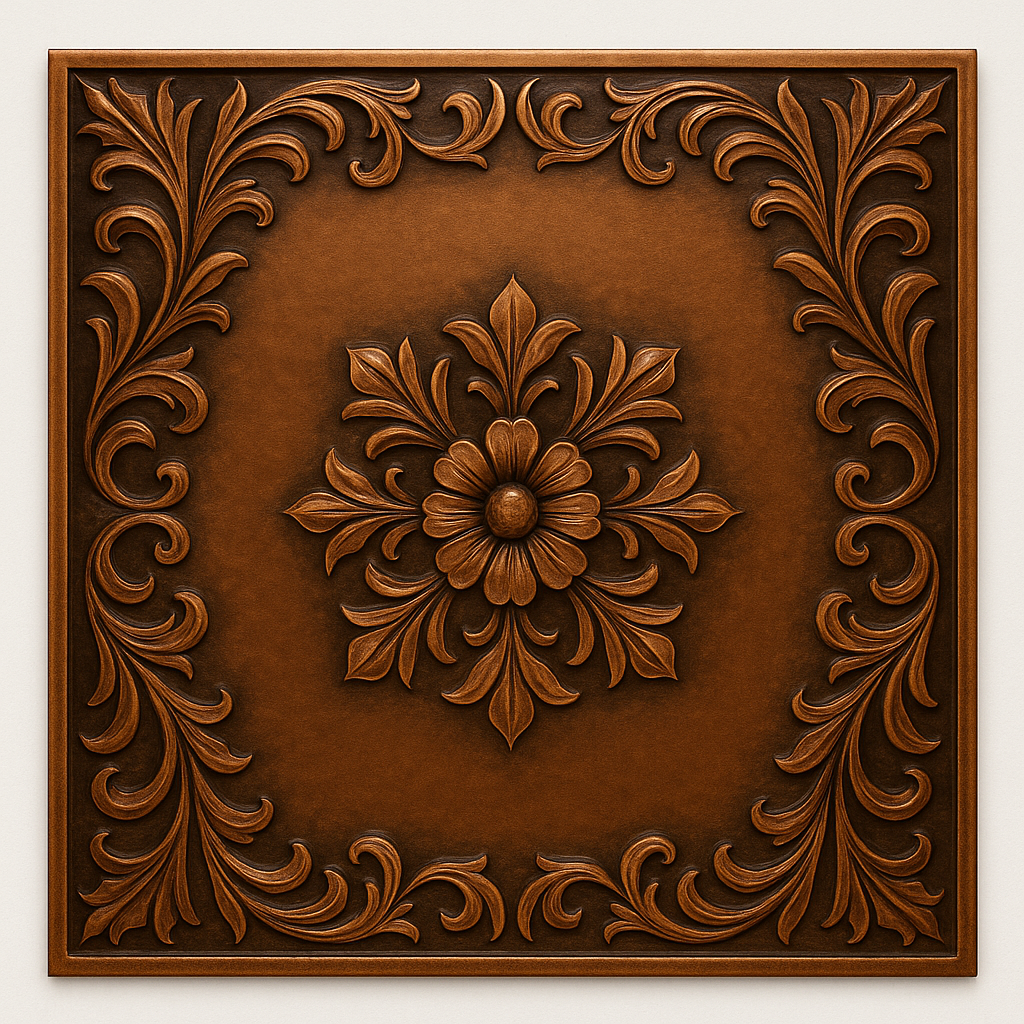Floral Scroll Metal Wall Art Backsplash Panel