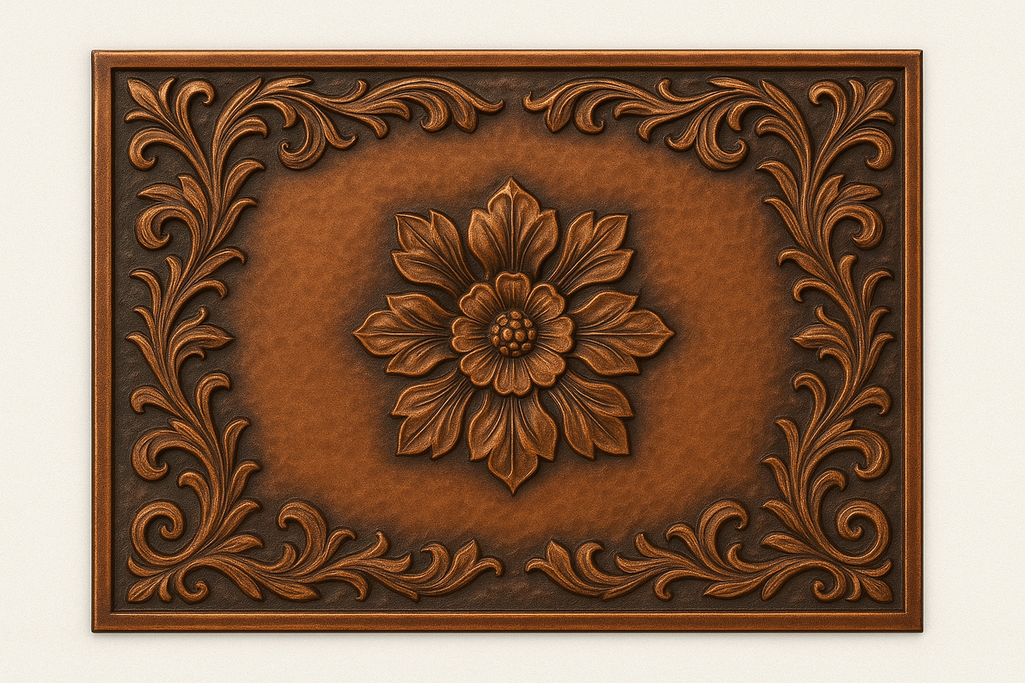 Floral Scroll Metal Wall Art Backsplash Panel
